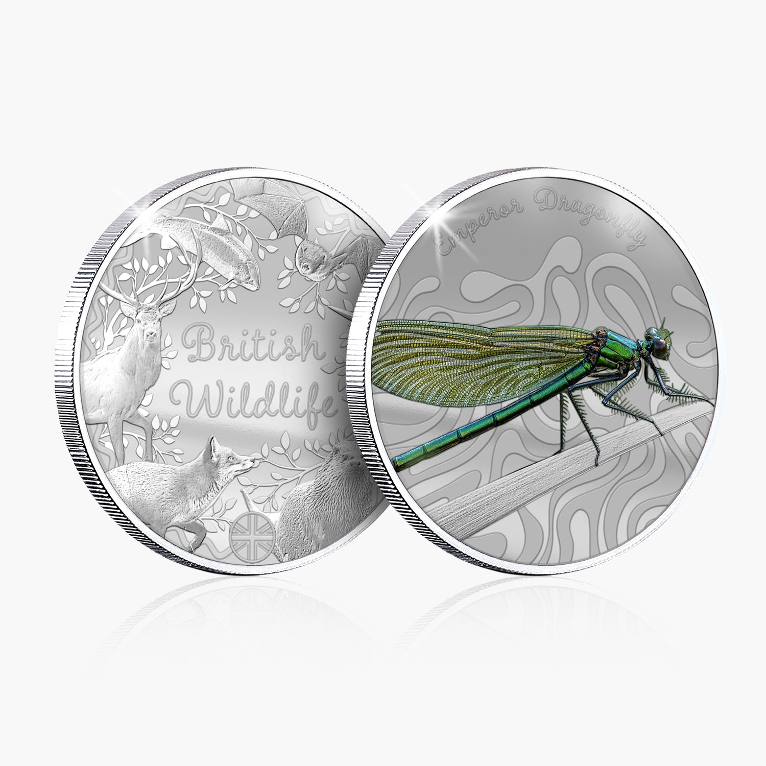 British Wildlife Emperor Dragonfly Silver Plated BU Commemorative