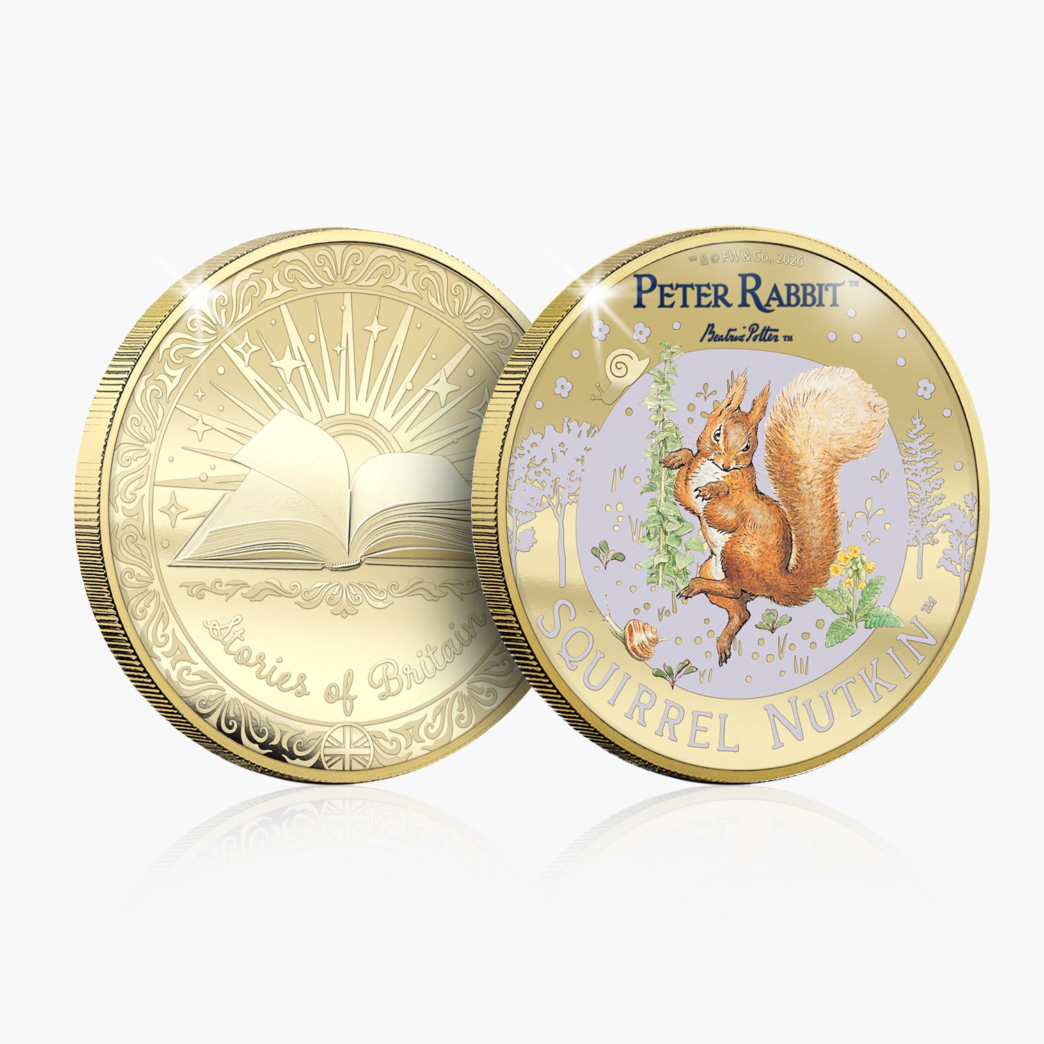 Stories of Britain Beatrix Potter Squirrel Nutkin Gold Plated BU Commemorative
