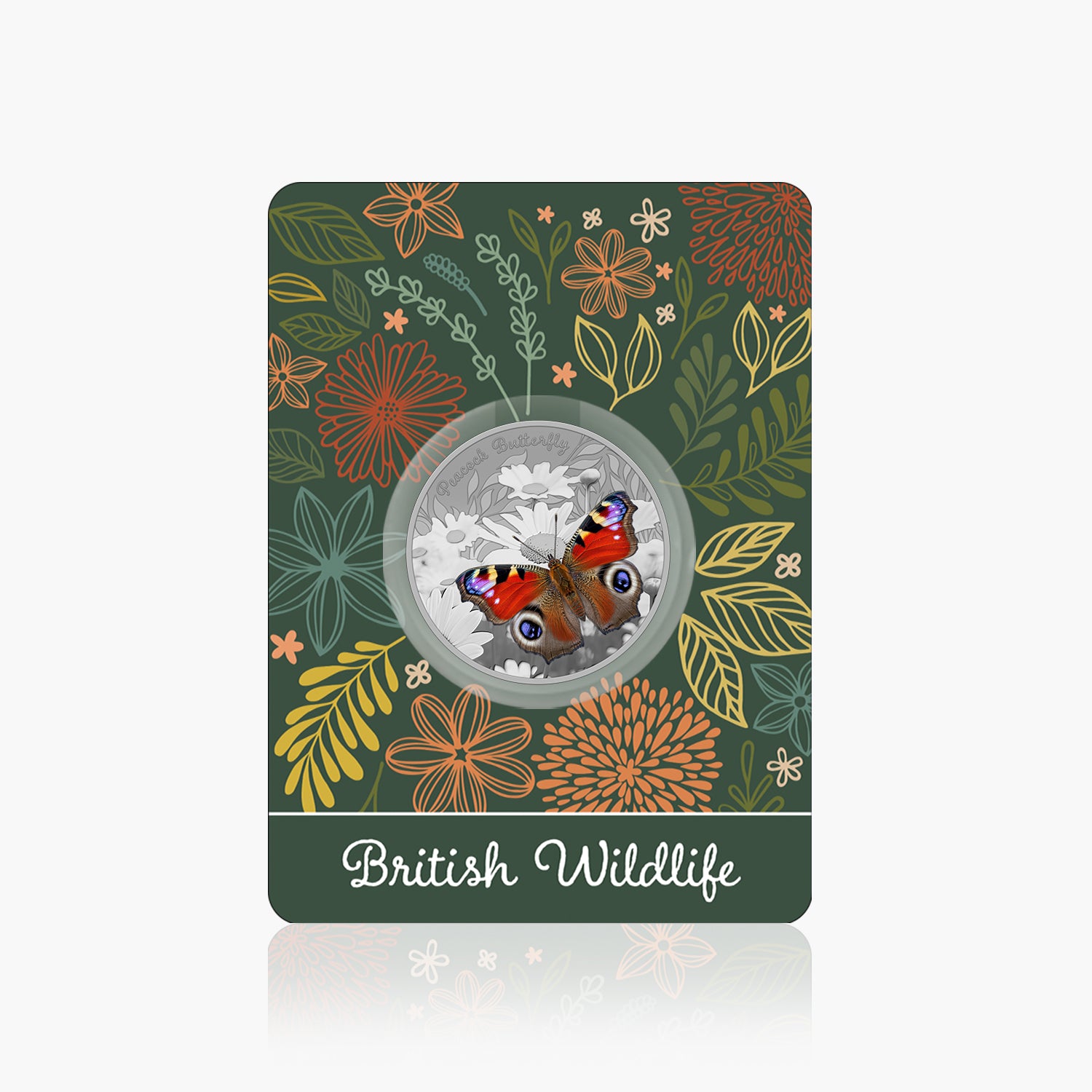 British Wildlife Peacock Butterfly Silver Plated BU Commemorative