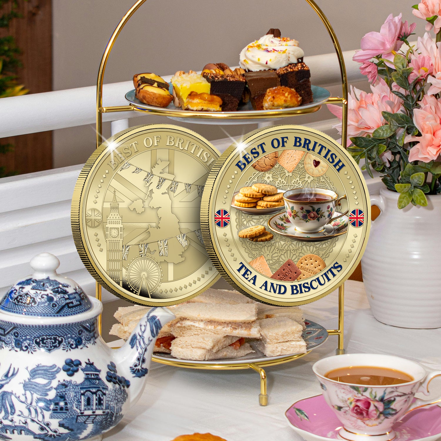Best of British – Tea & Biscuits 50mm Gold Plated Commemorative Medal