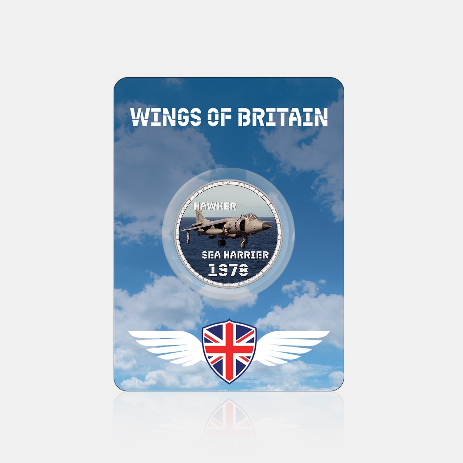 Wings of Britain Hawker Sea Harrier Silver Plated BU Commemorative