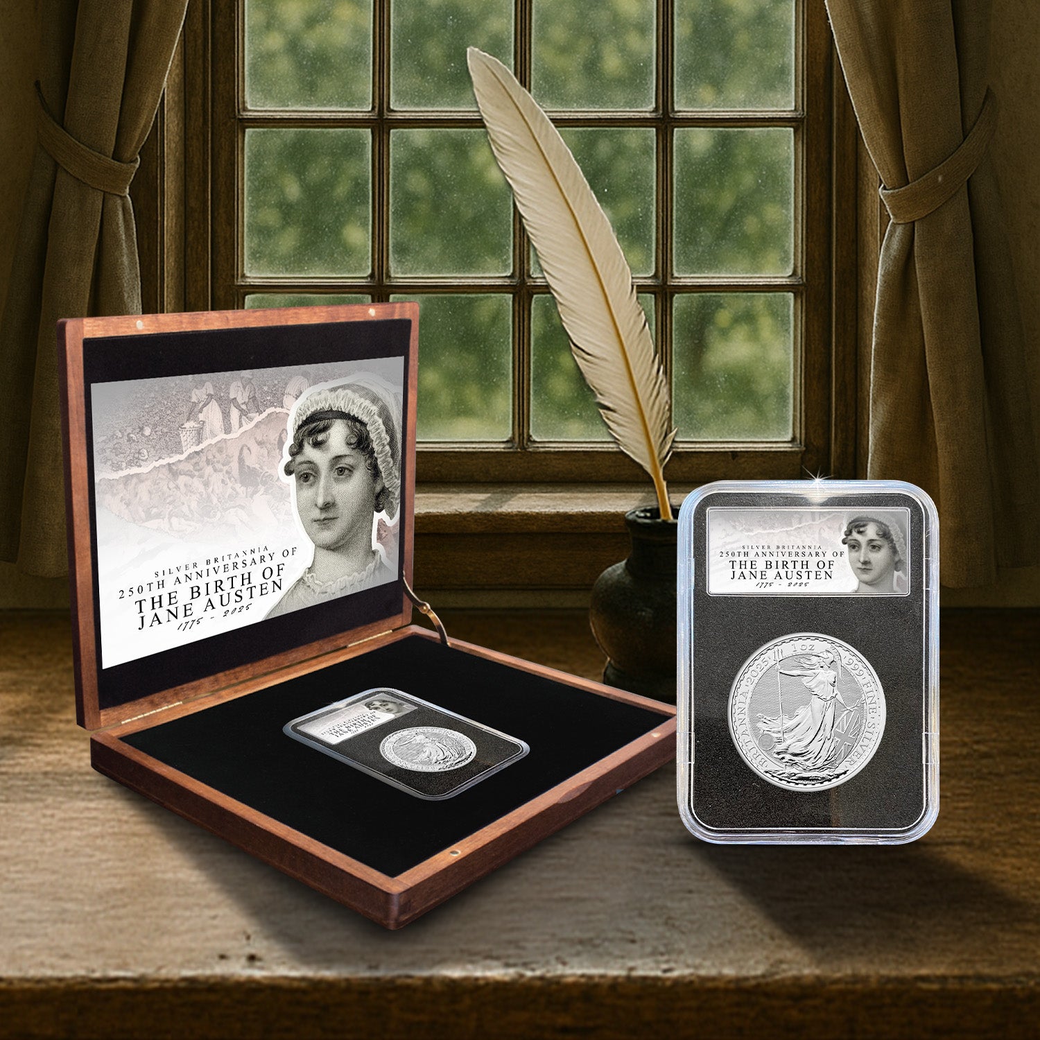 Jane Austen 250th Anniversary 2025 Solid Silver Britannia Coin