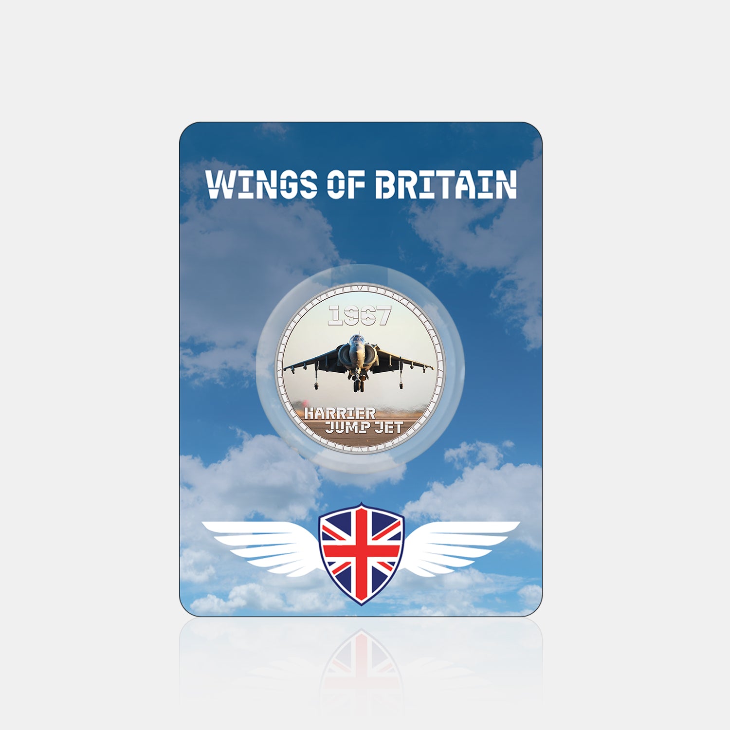Wings of Britain Harrier Jump Jet Silver Plated BU Commemorative