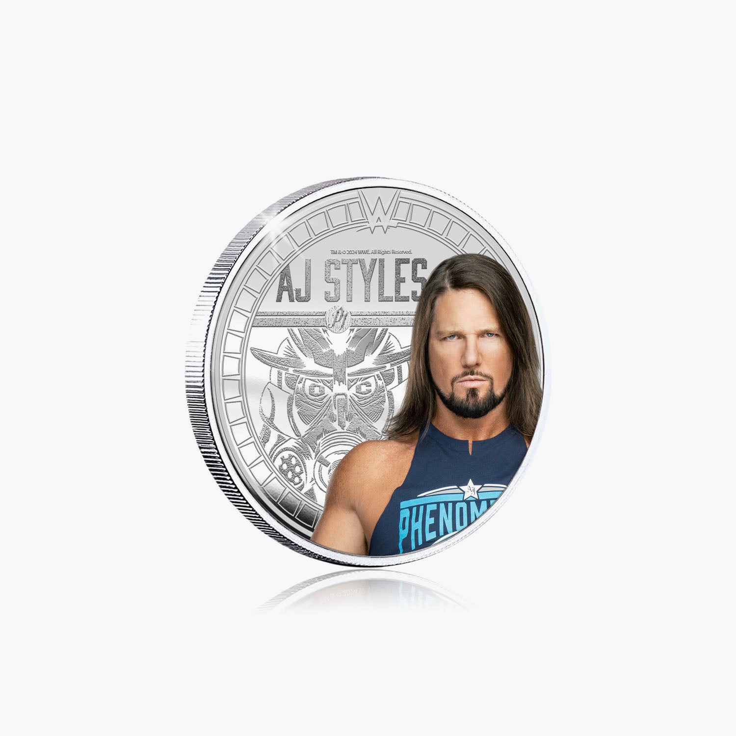 Collection commémorative WWE - AJ Styles - Commémorative plaquée argent 32 mm