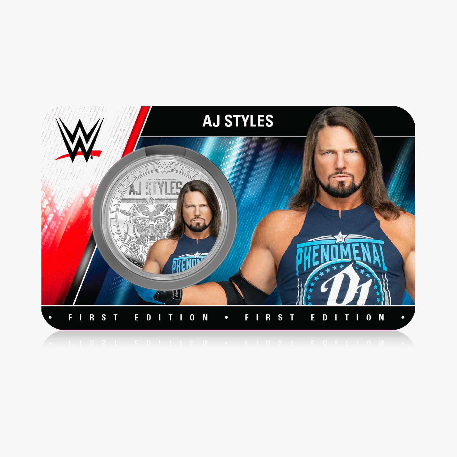WWE Commemorative Collection - AJ Styles - 32mm Silver Plated Commemorative