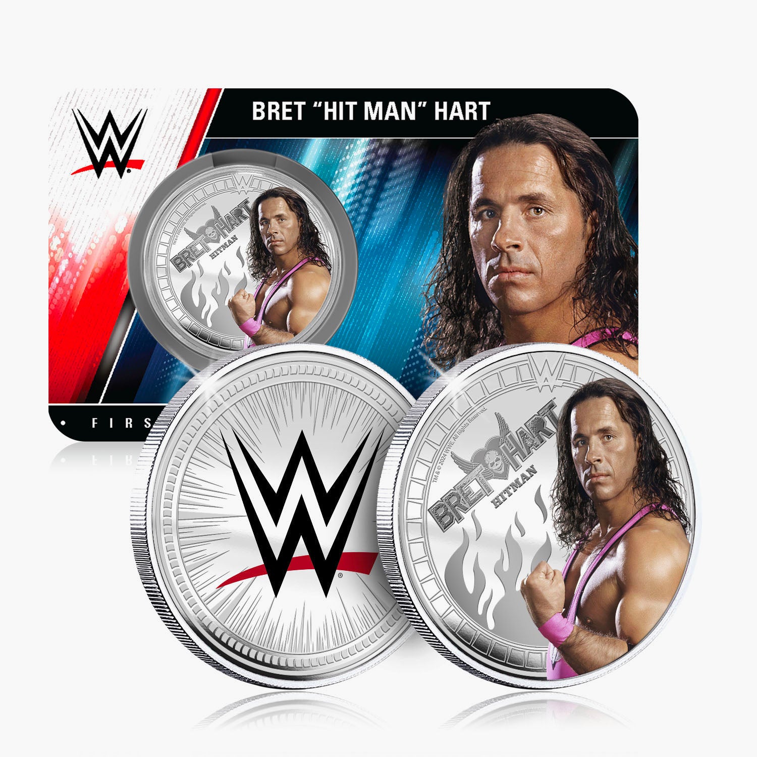 Collection commémorative WWE - Bret Hit Man Hart - Commémorative plaquée argent 32 mm