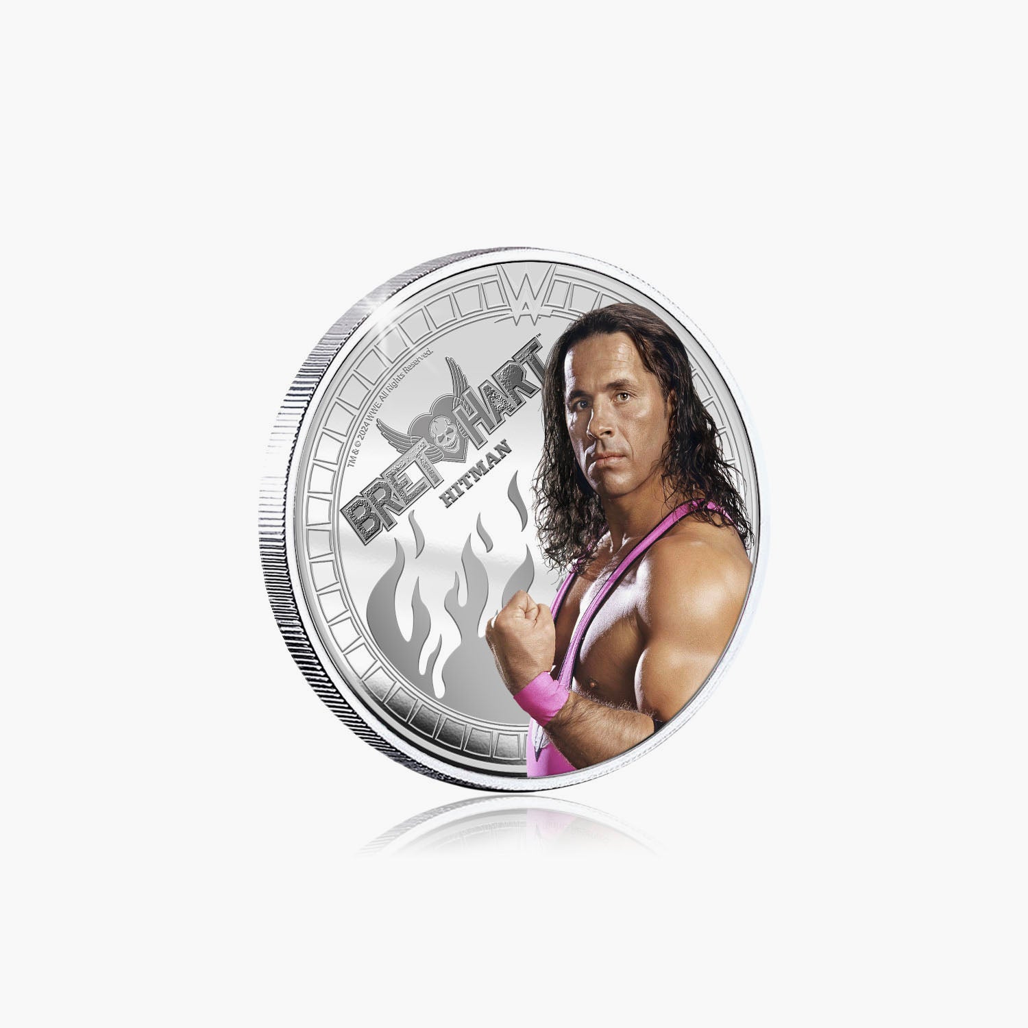 WWE Commemorative Collection - Bret Hit Man Hart - 32mm Silver Plated Commemorative