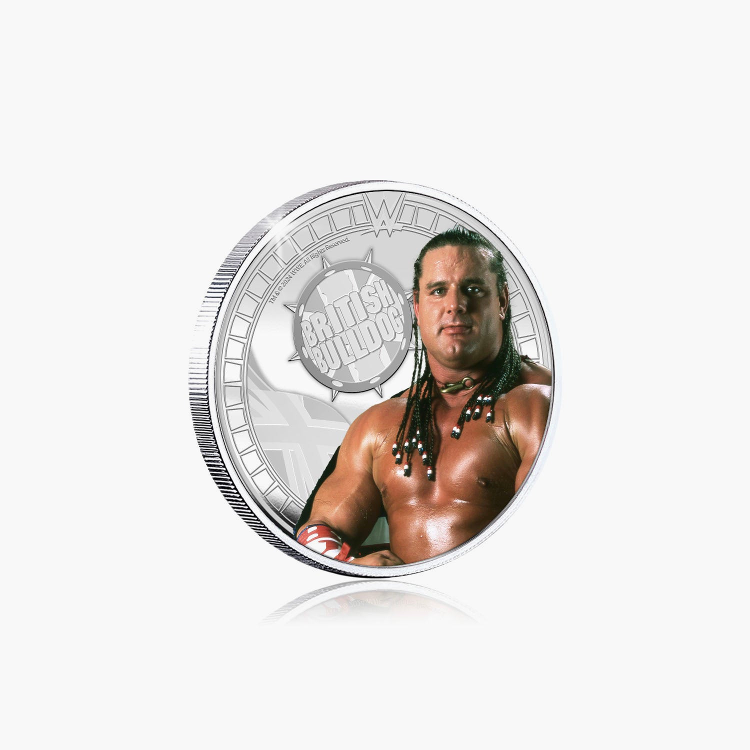 Collection commémorative WWE – British Bulldog – Commémorative plaquée argent 32 mm