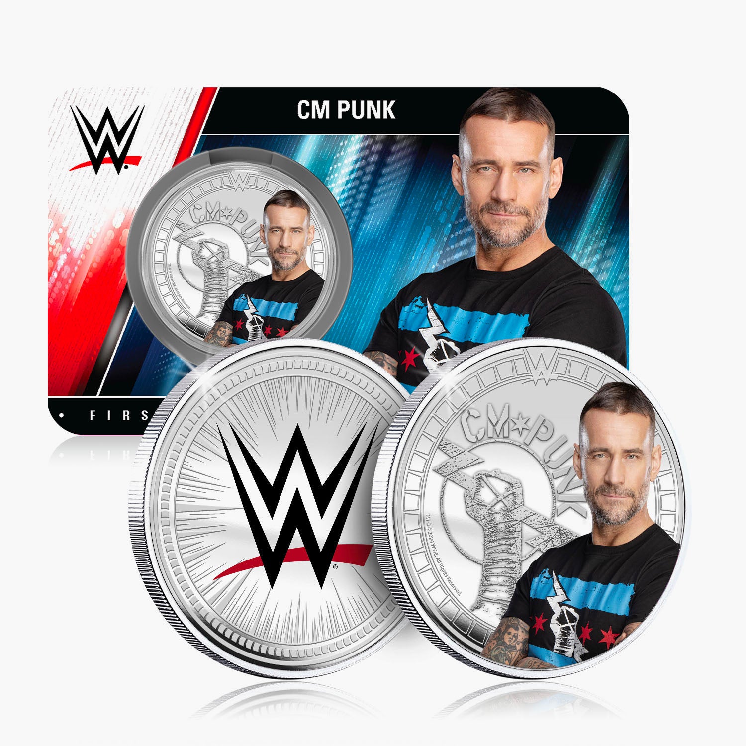 Collection commémorative WWE - CM Punk - Commémorative plaquée argent 32 mm