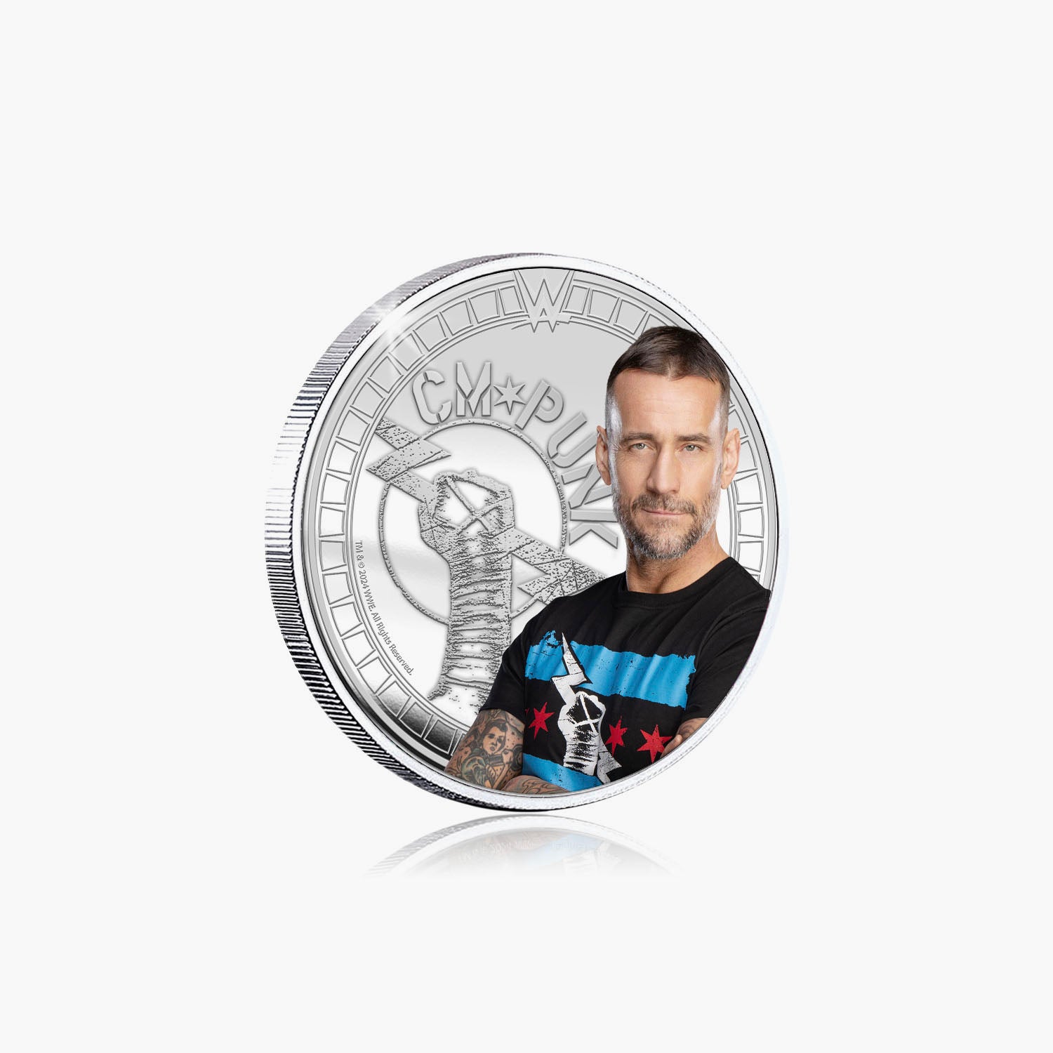 Collection commémorative WWE - CM Punk - Commémorative plaquée argent 32 mm