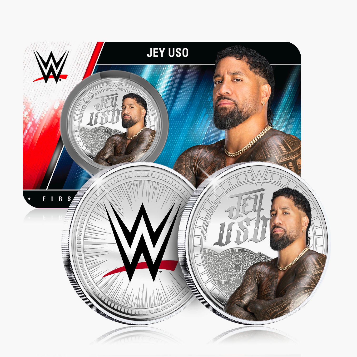 Collection commémorative WWE - Jey Uso - Commémorative plaquée argent 32 mm