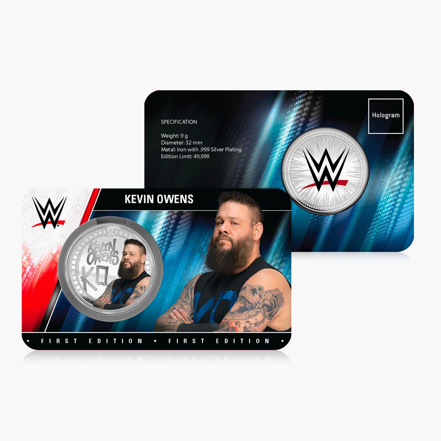 WWE Commemorative Collection - Kevin Owens - 32mm Silver Plated Commemorative