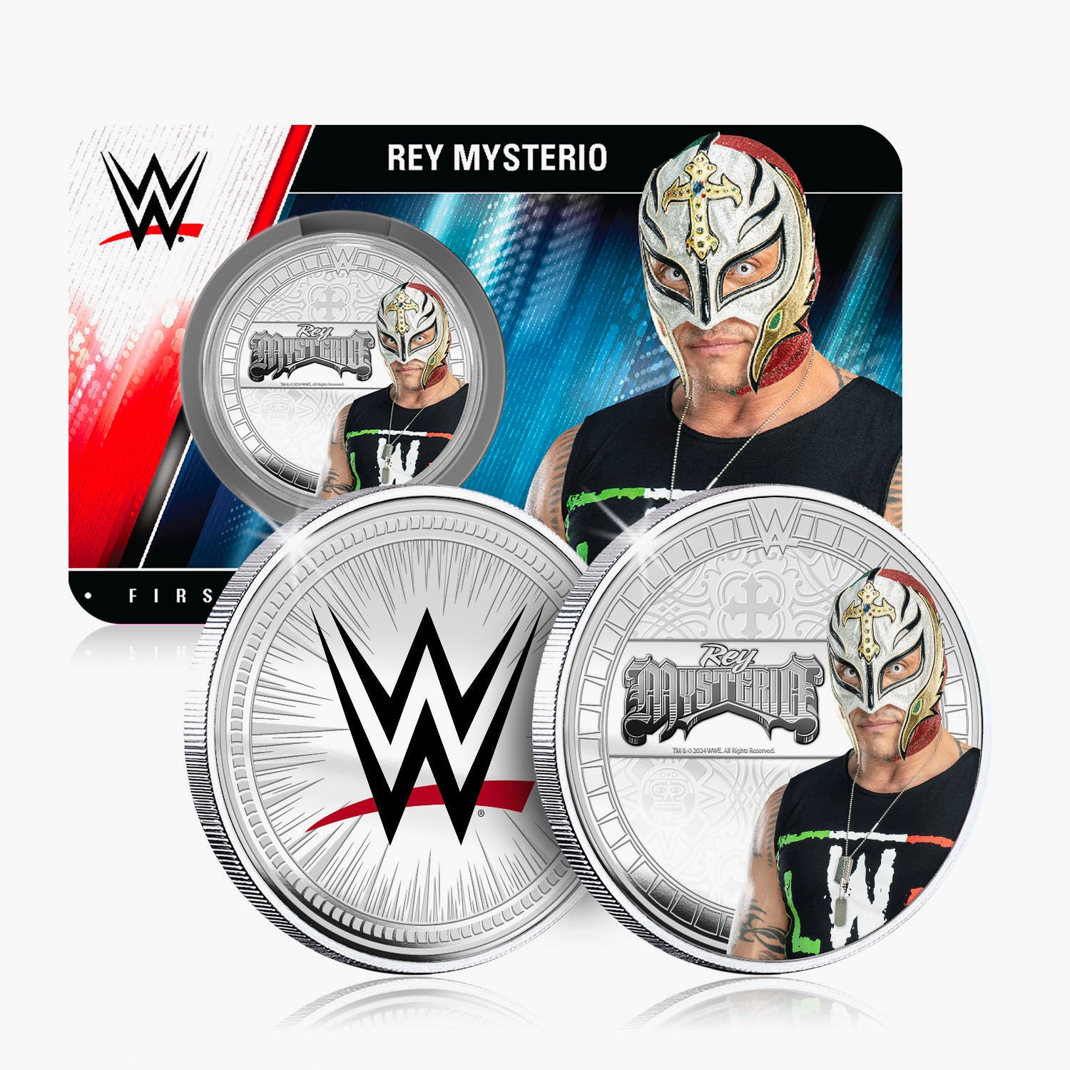 WWE Commemorative Collection - Rey Mysterio - 32mm Silver Plated Commemorative