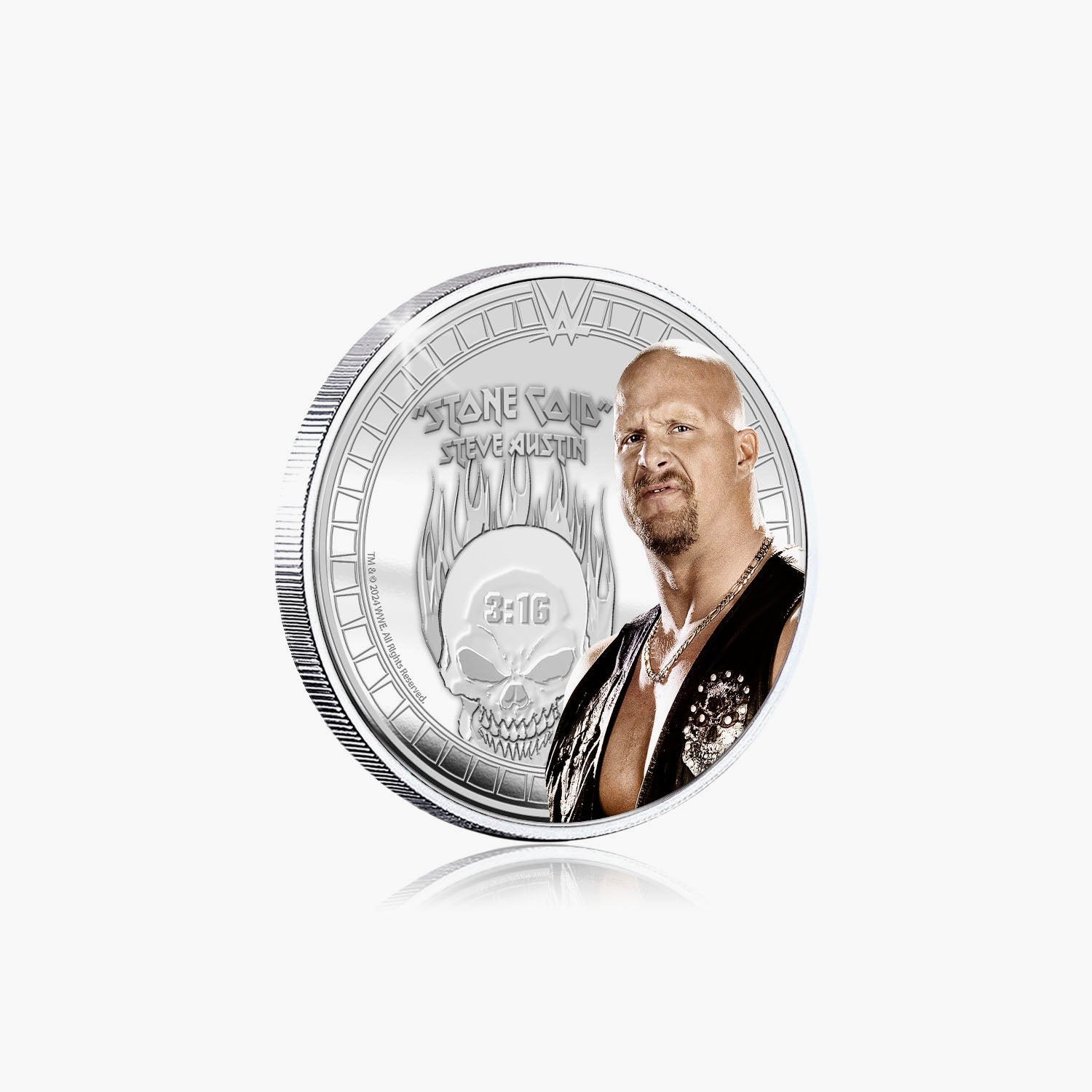 Collection commémorative WWE – Stone Cold Steve Austin – Commémorative plaquée argent 32 mm