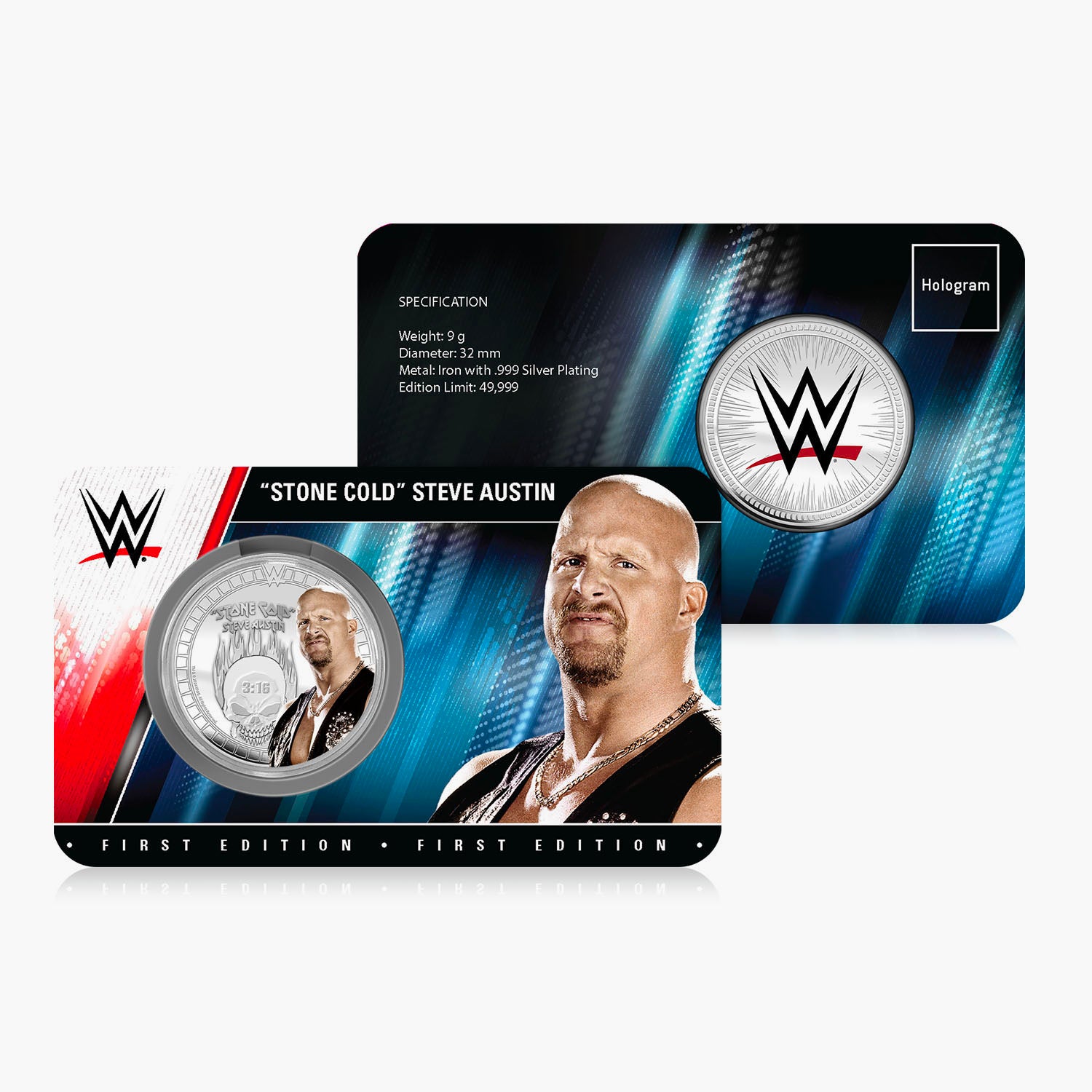 WWE Commemorative Collection - Stone Cold Steve Austin - 32mm Silver Plated Commemorative