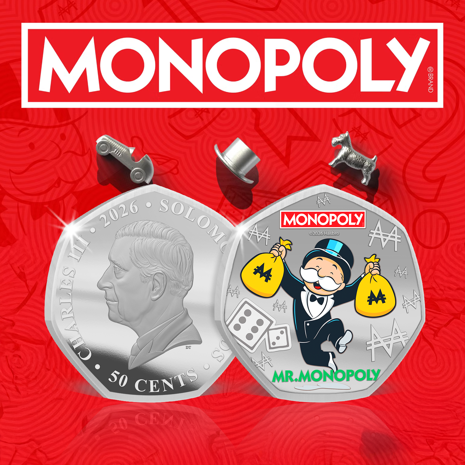 Legends of the Board - Mr Monopoly 2026 Silver Plated BU Coin