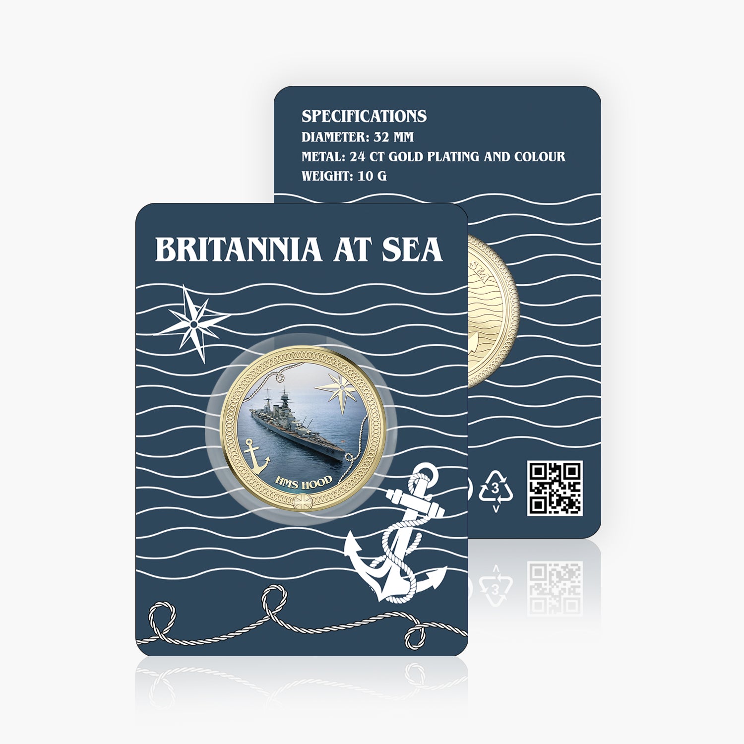 Britannia at Sea HMS Hood Gold Plated BU Commemorative