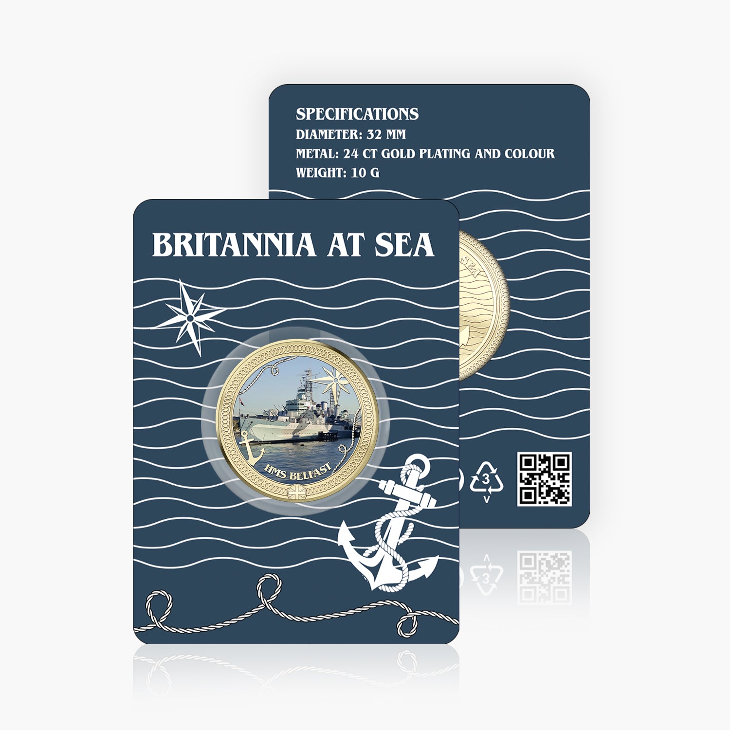 Britannia at Sea HMS Belfast Gold Plated BU Commemorative