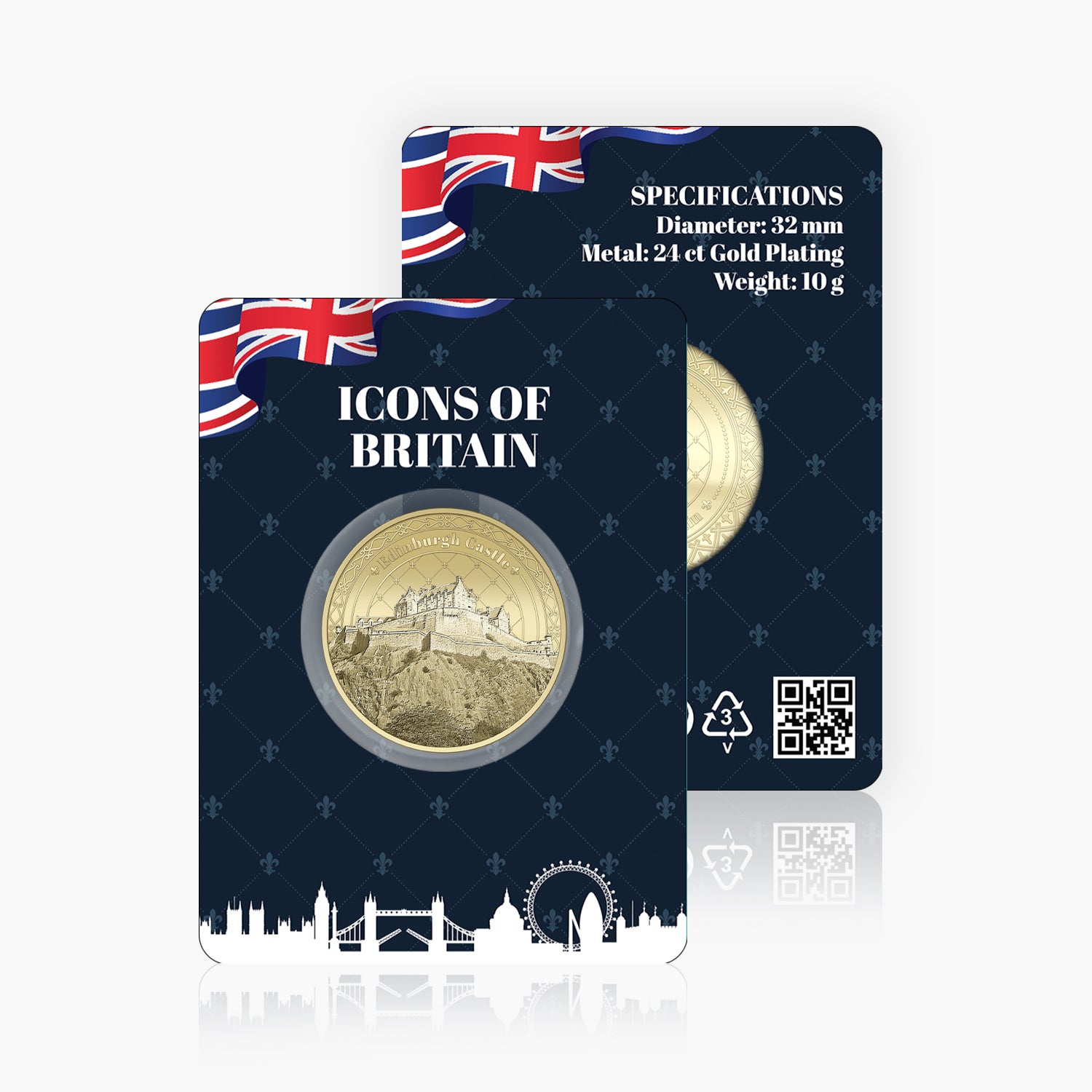 Icons of Britain Edinburgh Castle Gold Plated BU Commemorative