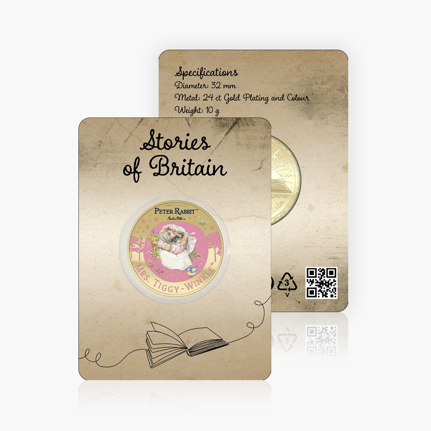 Stories of Britain Beatrix Potter Mrs Tiggy Winkle Gold Plated BU Commemorative