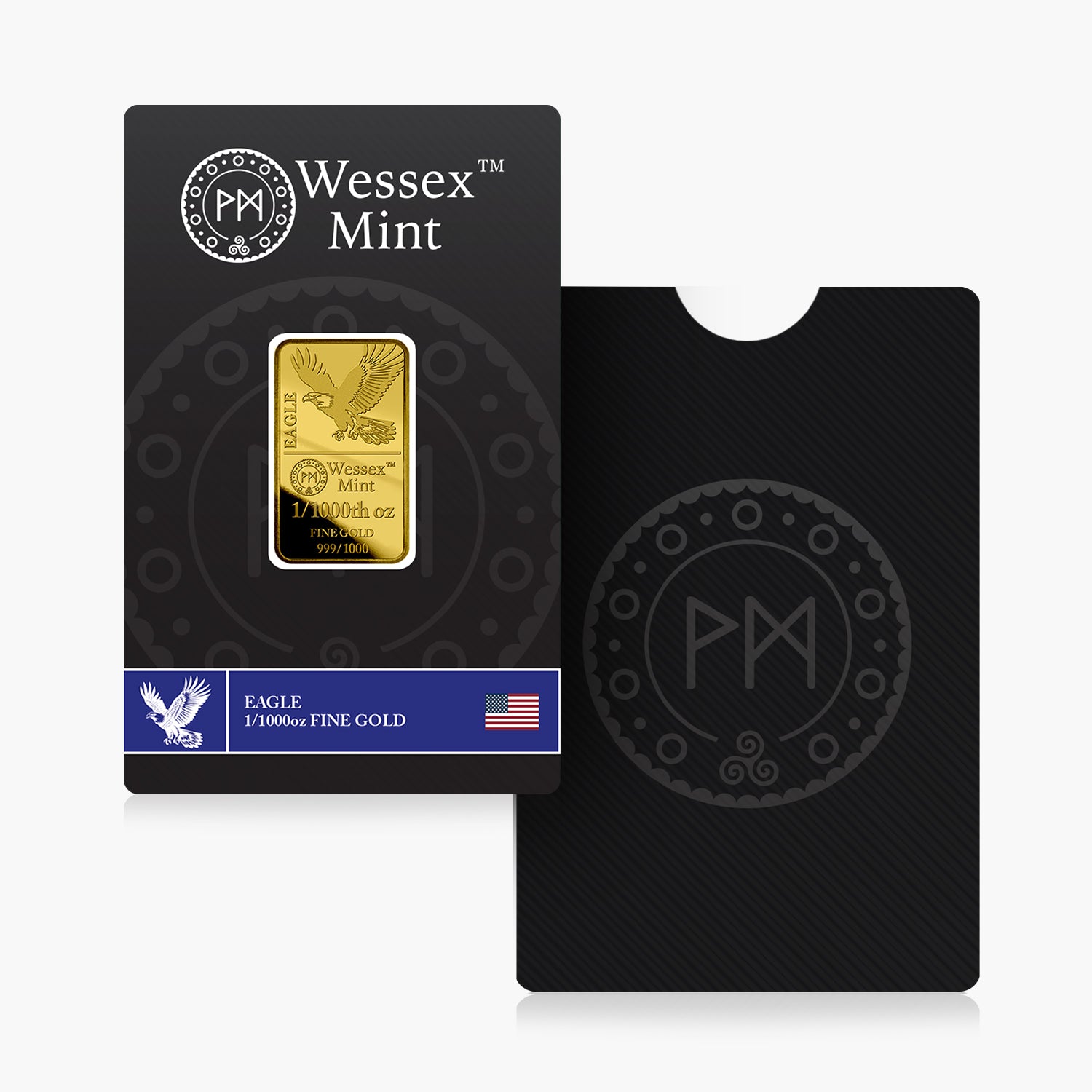 Wessex Mint 1/1000th oz Eagle Solid Gold Bar