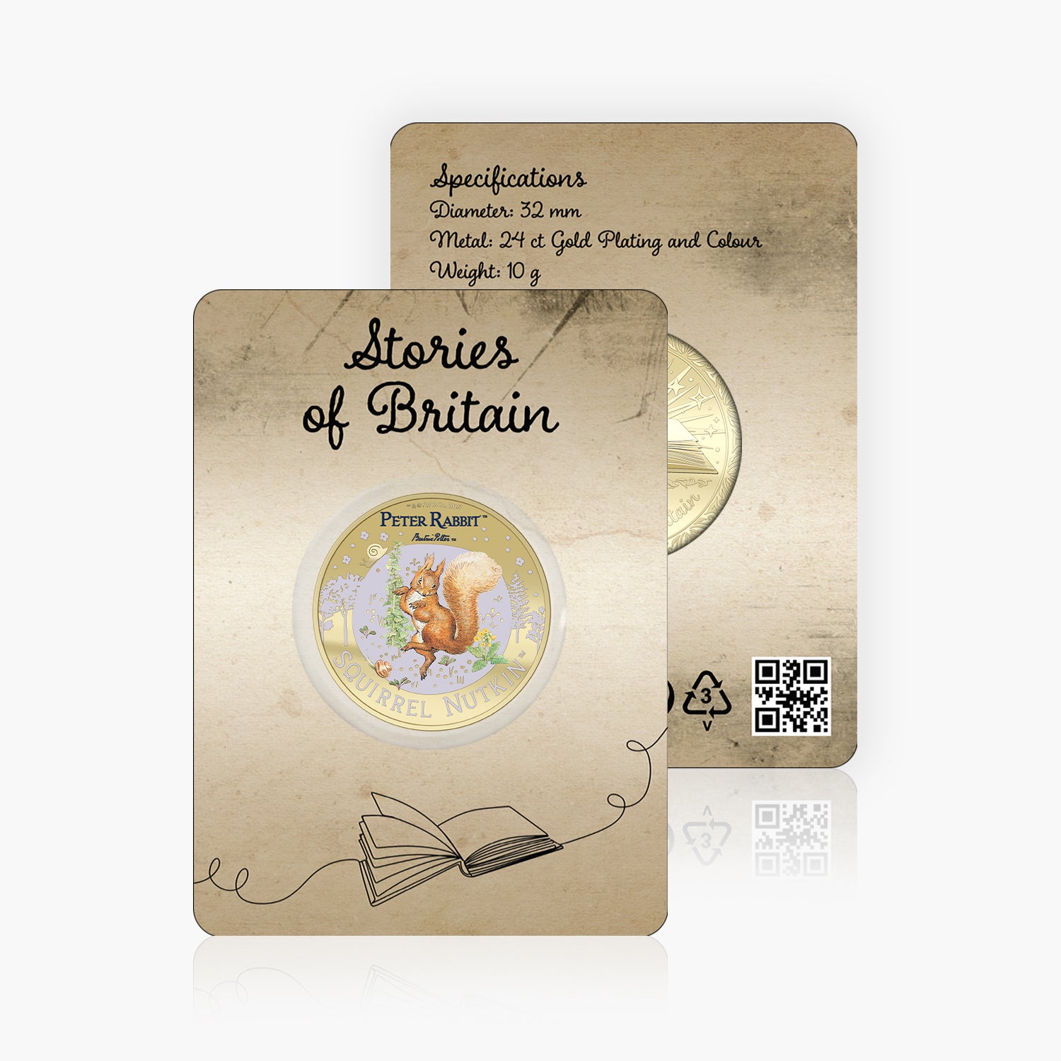 Stories of Britain Beatrix Potter Squirrel Nutkin Gold Plated BU Commemorative
