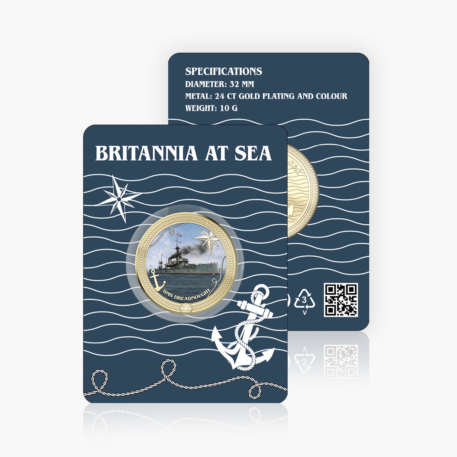 Britannia at Sea HMS Dreadnought Gold Plated BU Commemorative