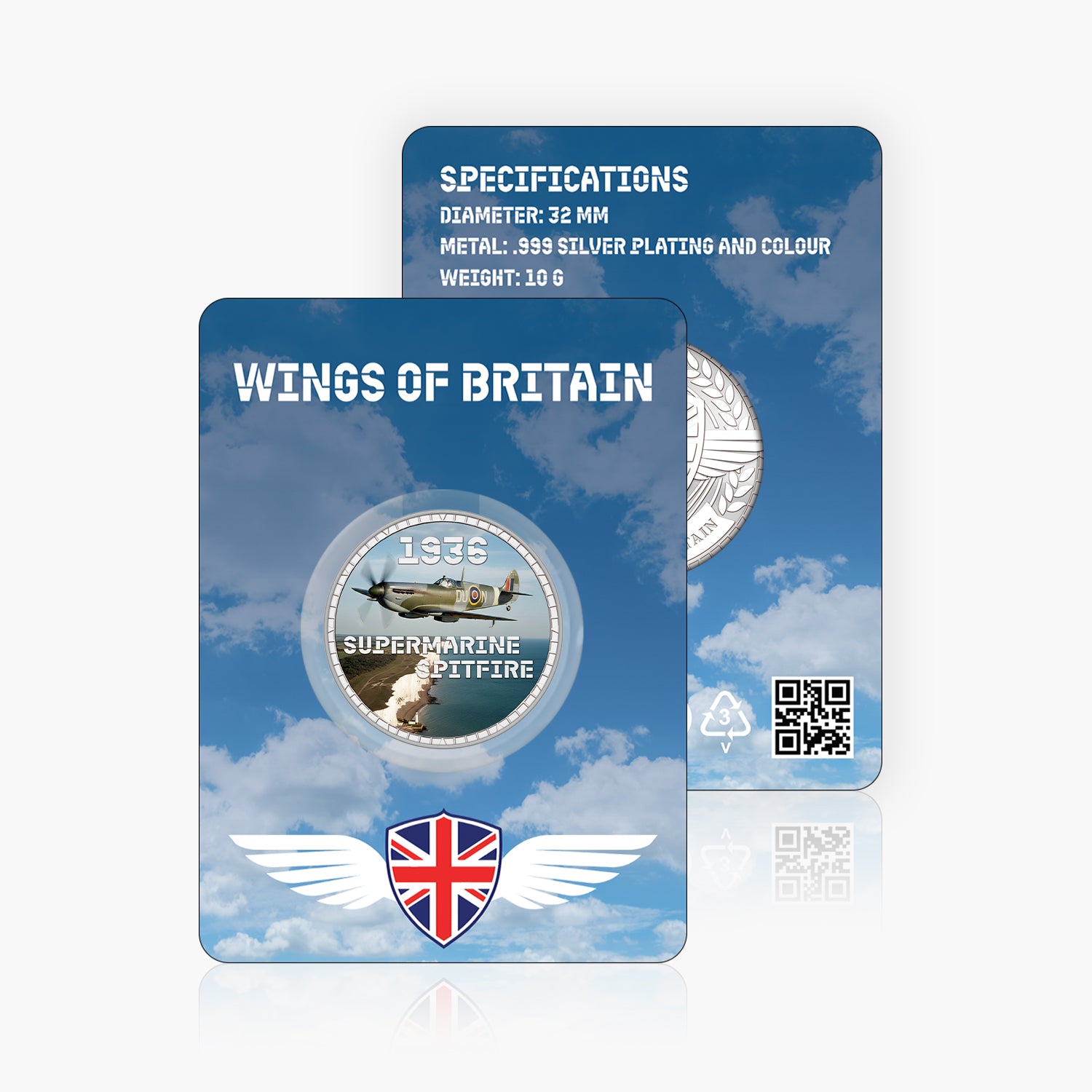 Wings of Britain Supermarine Spitfire Silver Plated BU Commemorative