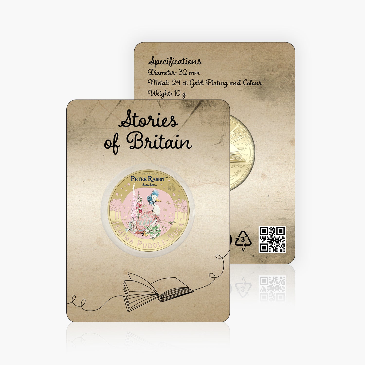 Stories of Britain Beatrix Potter Jemima Puddle Duck Gold Plated BU Commemorative