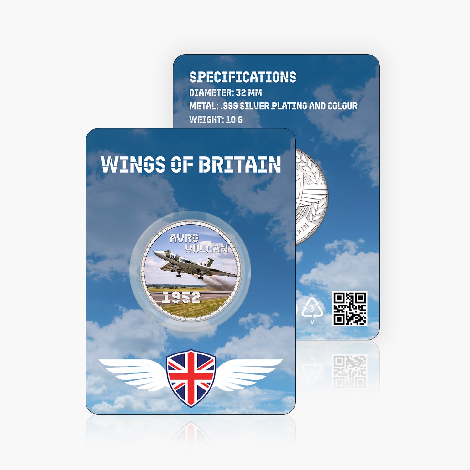 Wings of Britain Avro Vulcan Silver Plated BU Commemorative