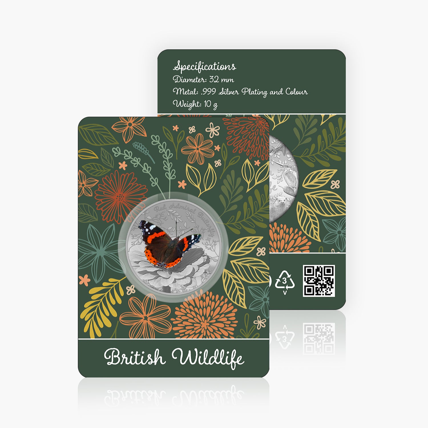 British Wildlife Red Admiral Butterfly Silver Plated BU Commemorative
