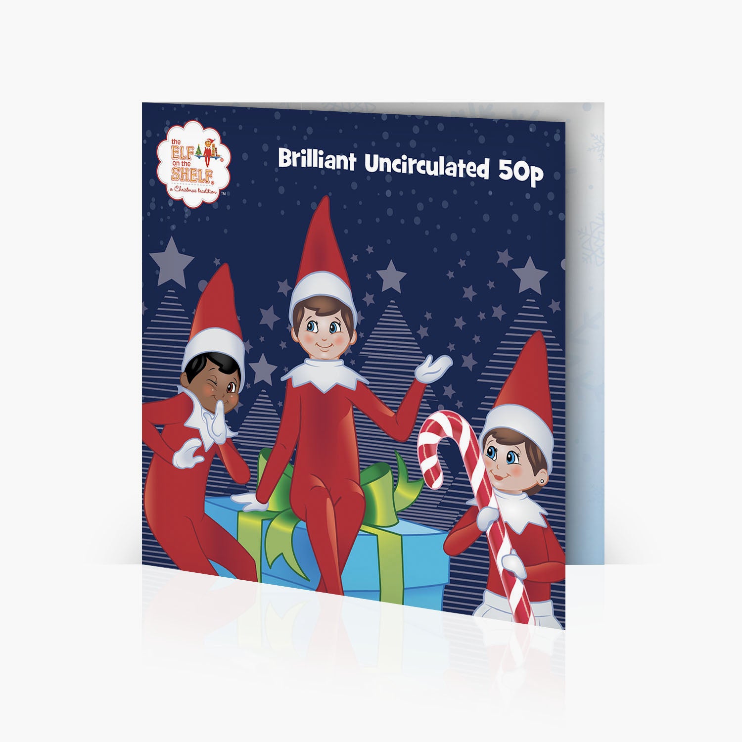 The Official 2023 Elf on the Shelf BU 50p Coloured Coin in Christmas Card Coin
