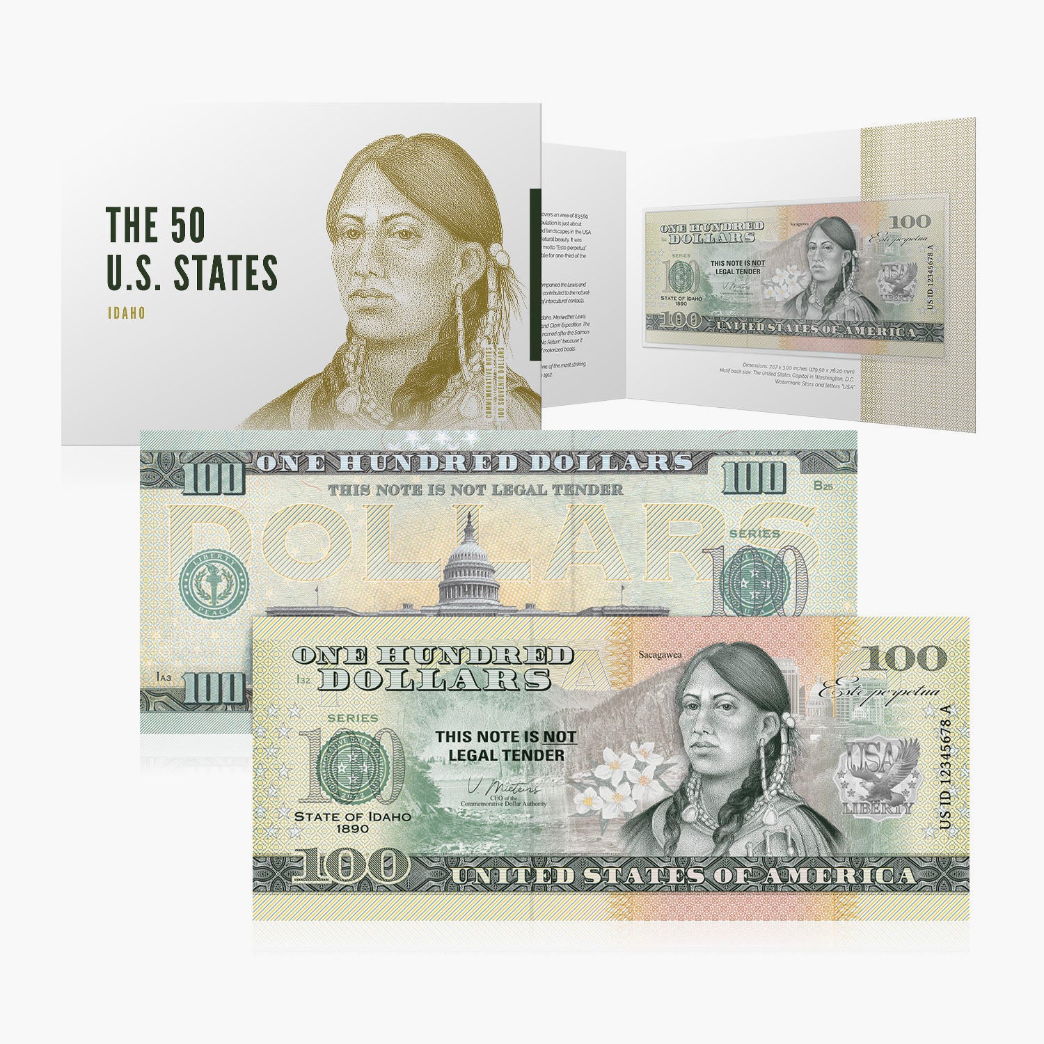 USA $100 Dollar Bill Replica Souvenir – Idaho