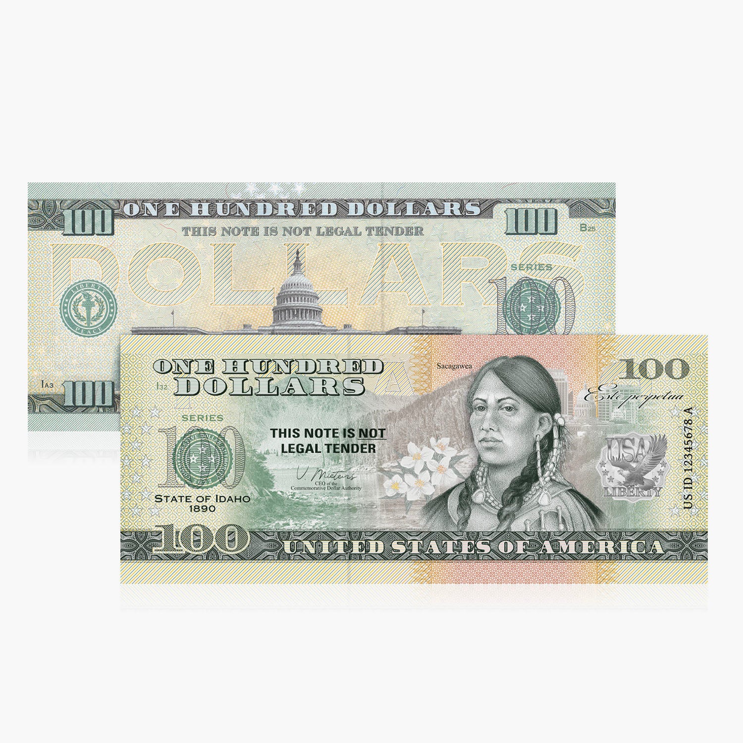 USA $100 Dollar Bill Replica Souvenir – Idaho