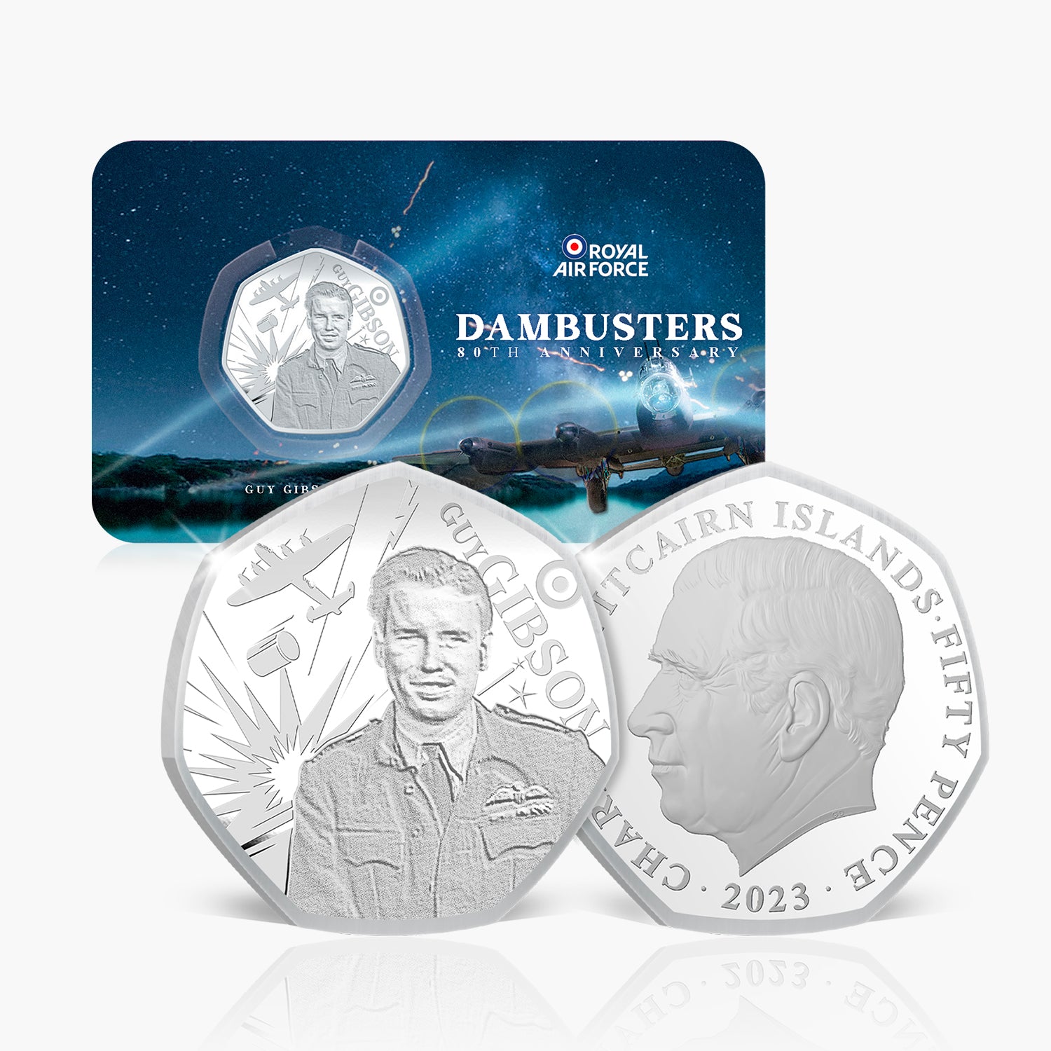 Dambusters 80th - Guy Gibson 50p Brilliant Uncirculated Coin 2023