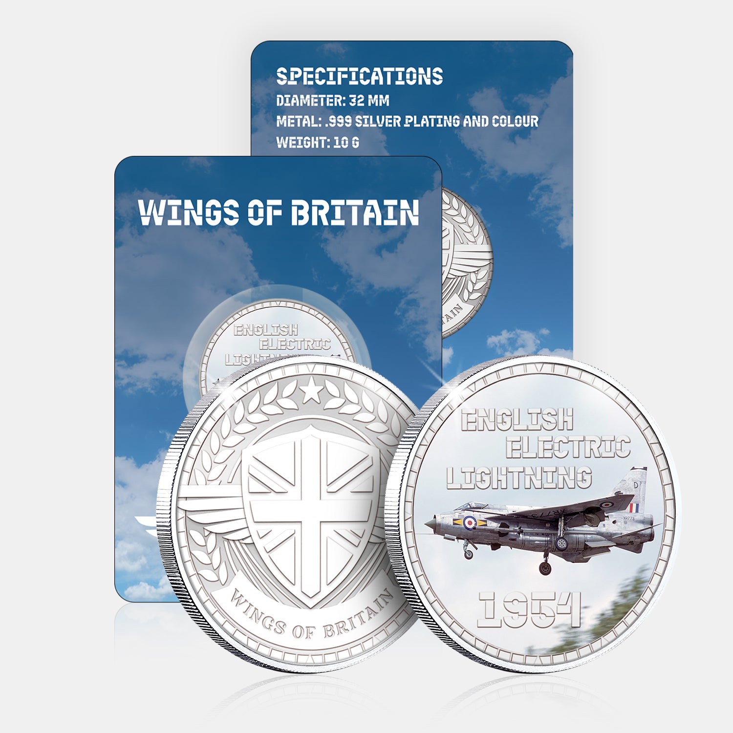 Wings of Britain English Electric Lightning Silver Plated BU Commemorative