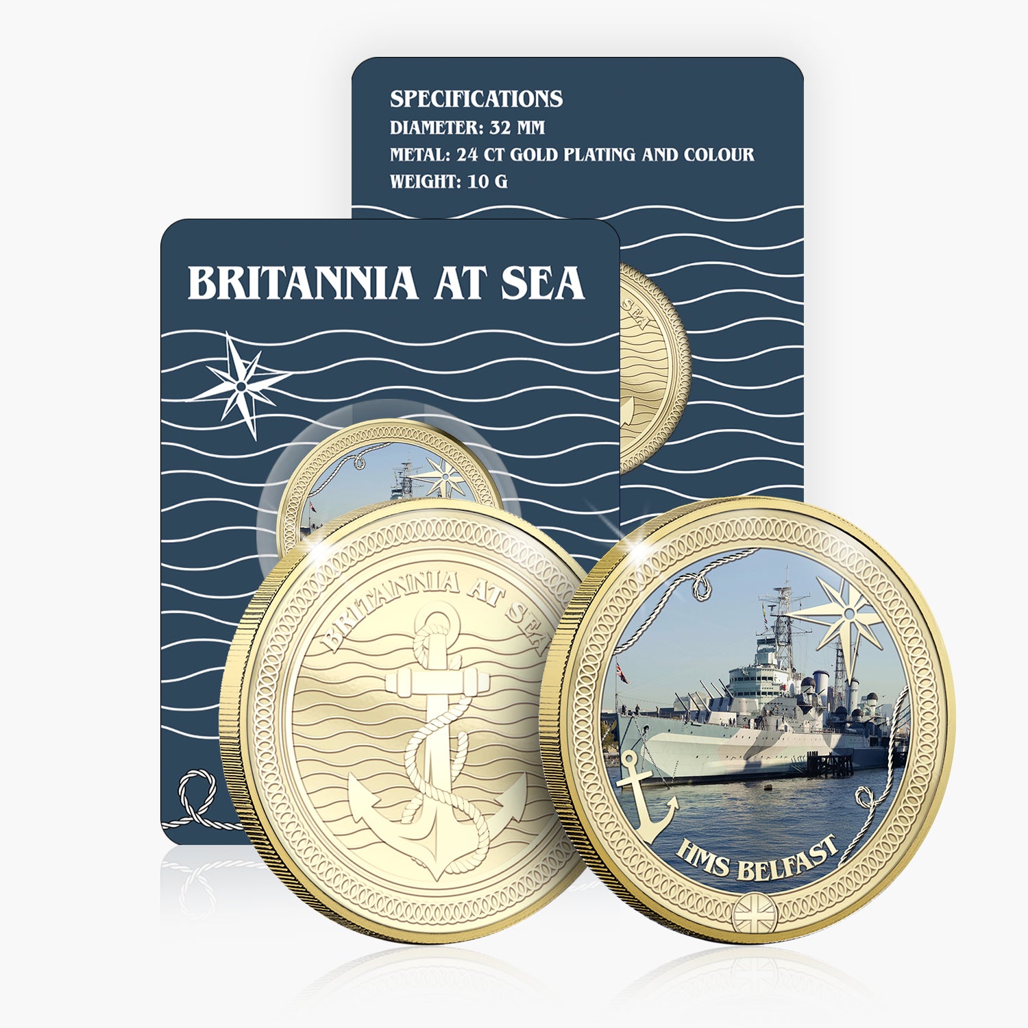 Britannia at Sea HMS Belfast Gold Plated BU Commemorative