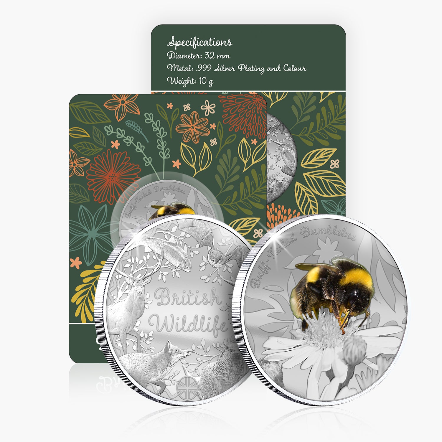 British Wildlife Buff Tailed Bumblebee Silver Plated BU Commemorative