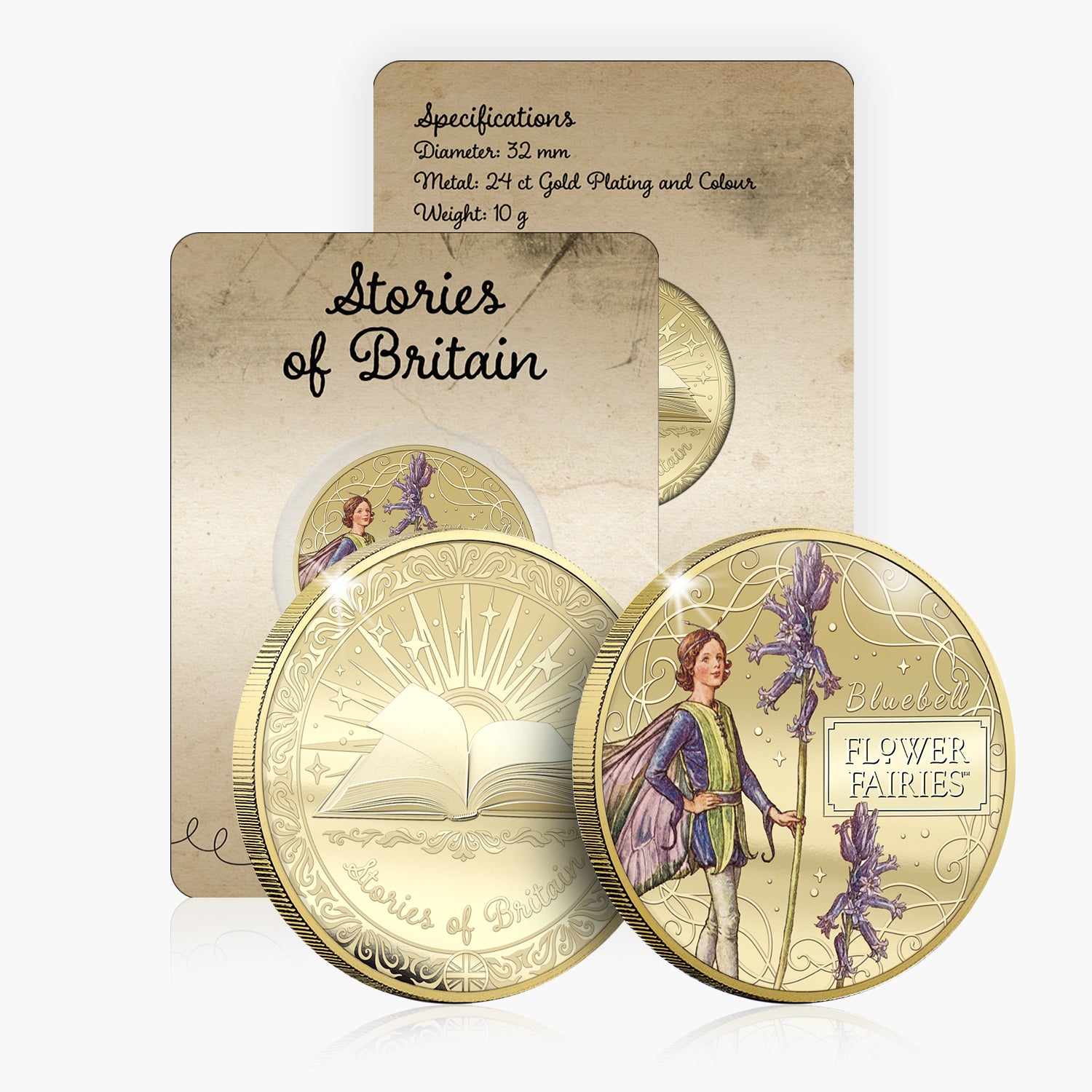 Stories of Britain Flower Fairies Bluebell Fairy Gold Plated BU Commemorative