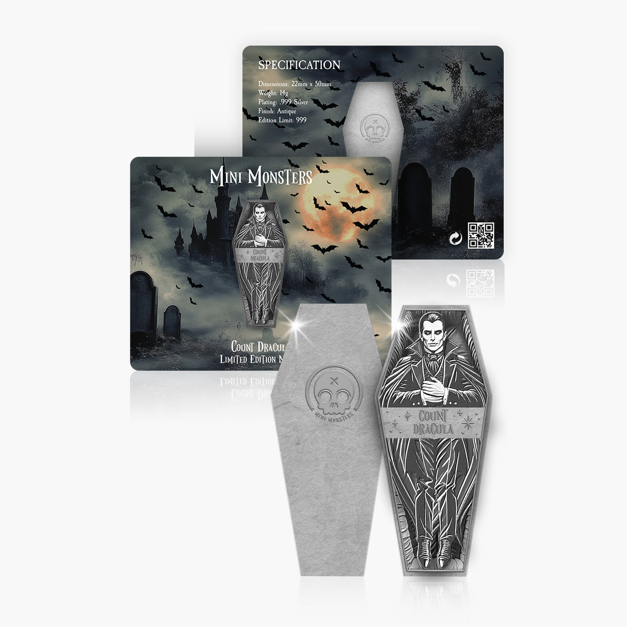 Minted Mini Monsters - Antique Silver Plated Count Dracula Medal