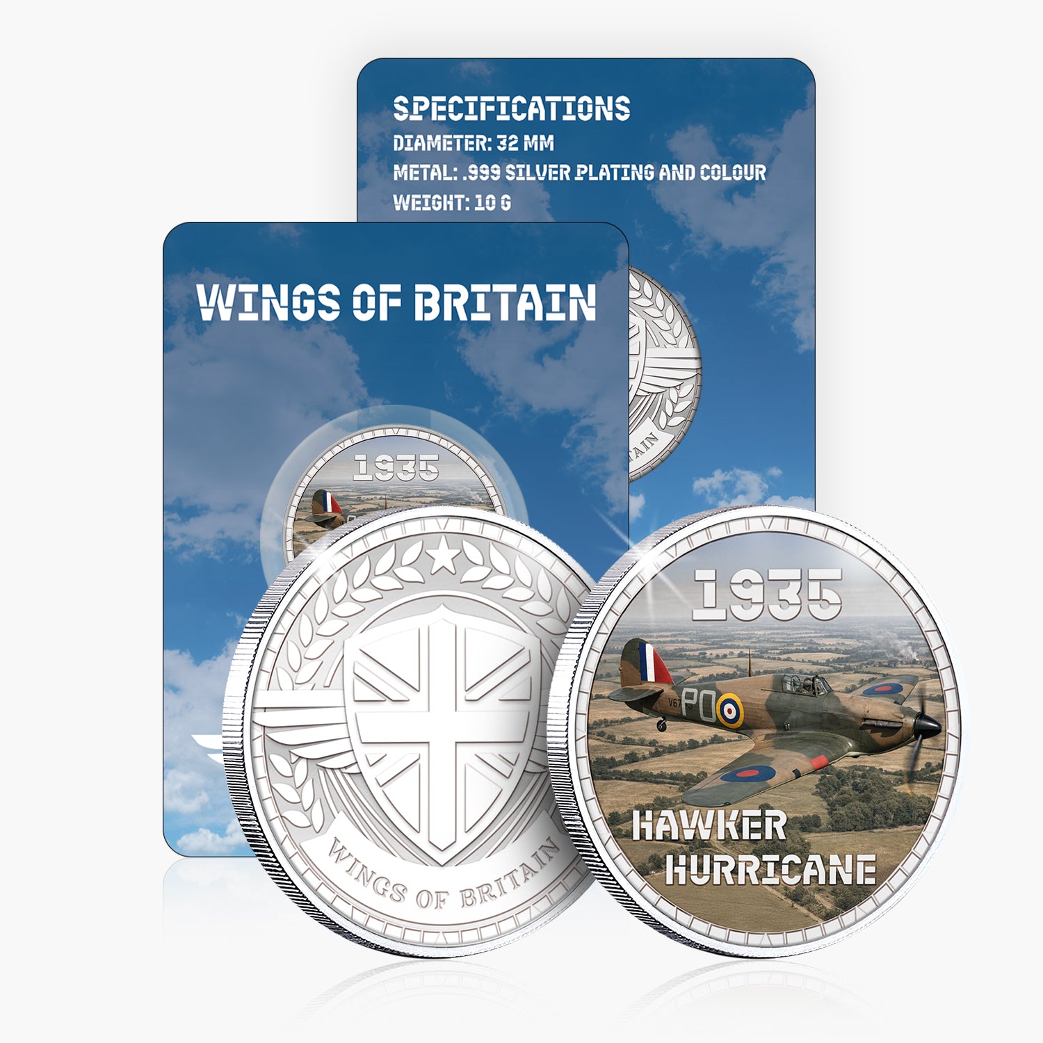 Wings of Britain Hawker Hurricane Silver Plated BU Commemorative