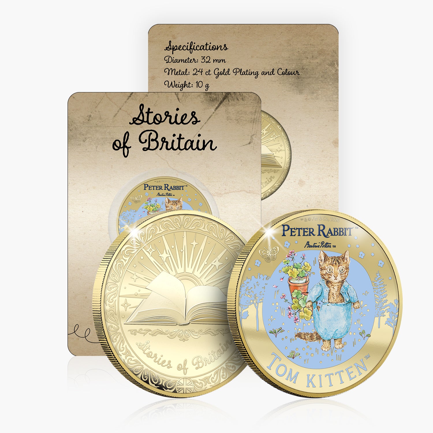 Stories of Britain Beatrix Potter Tom Kitten Gold Plated BU Commemorative