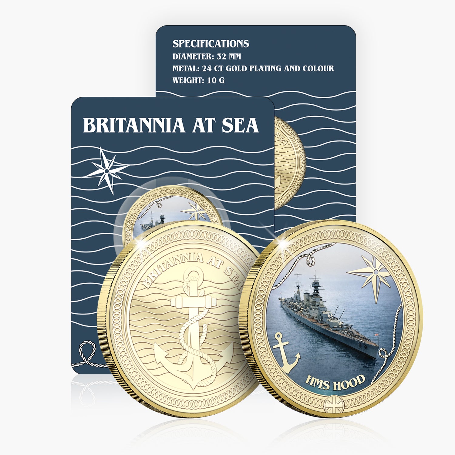 Britannia at Sea HMS Hood Gold Plated BU Commemorative