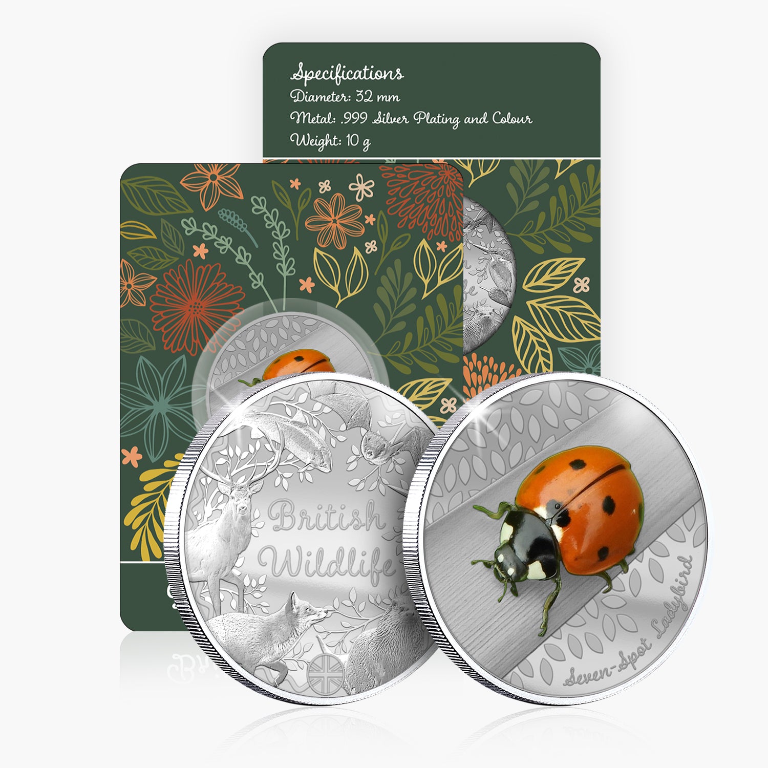 British Wildlife Seven Spot Ladybird Silver Plated BU Commemorative