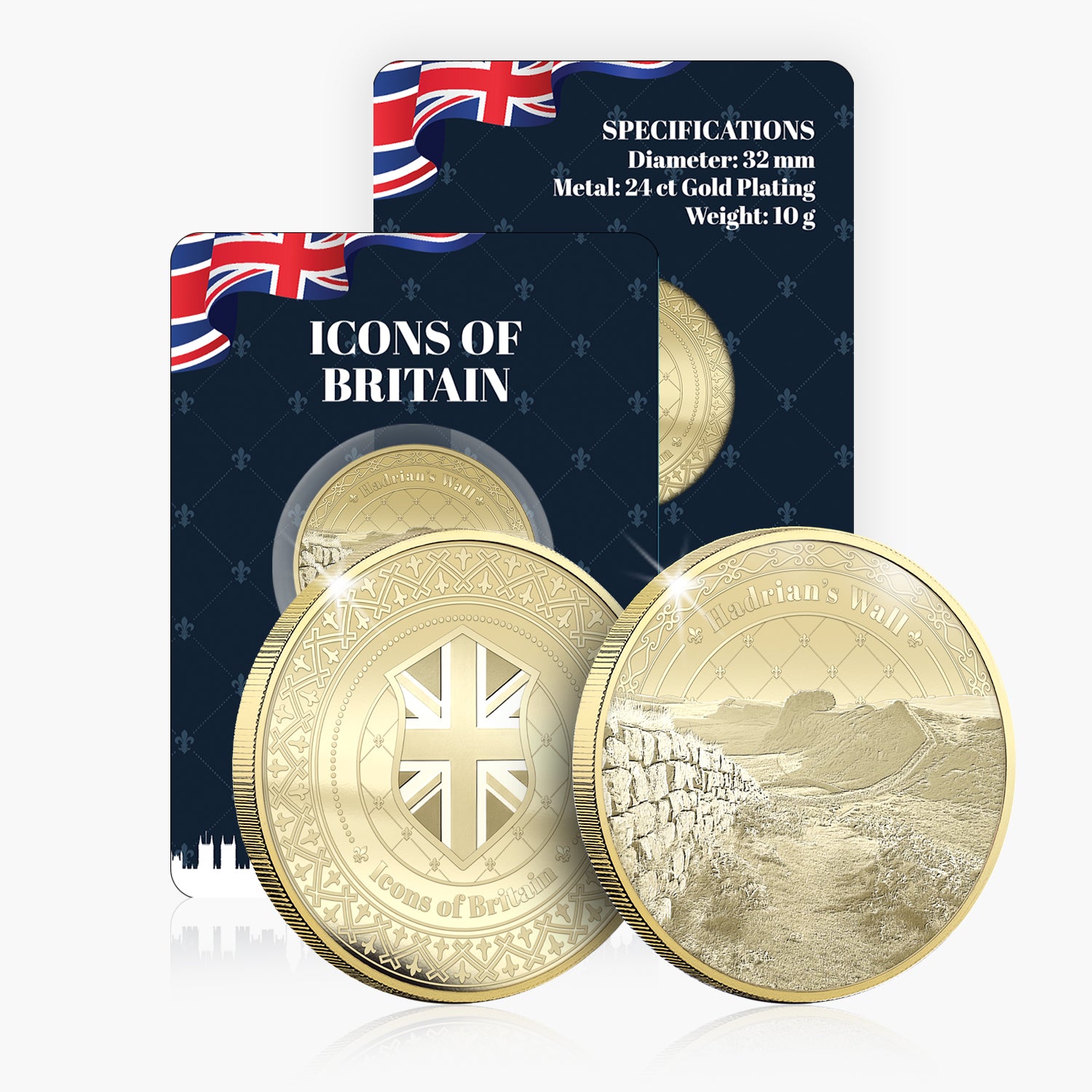 Icons of Britain Hadrians Wall Gold Plated BU Commemorative