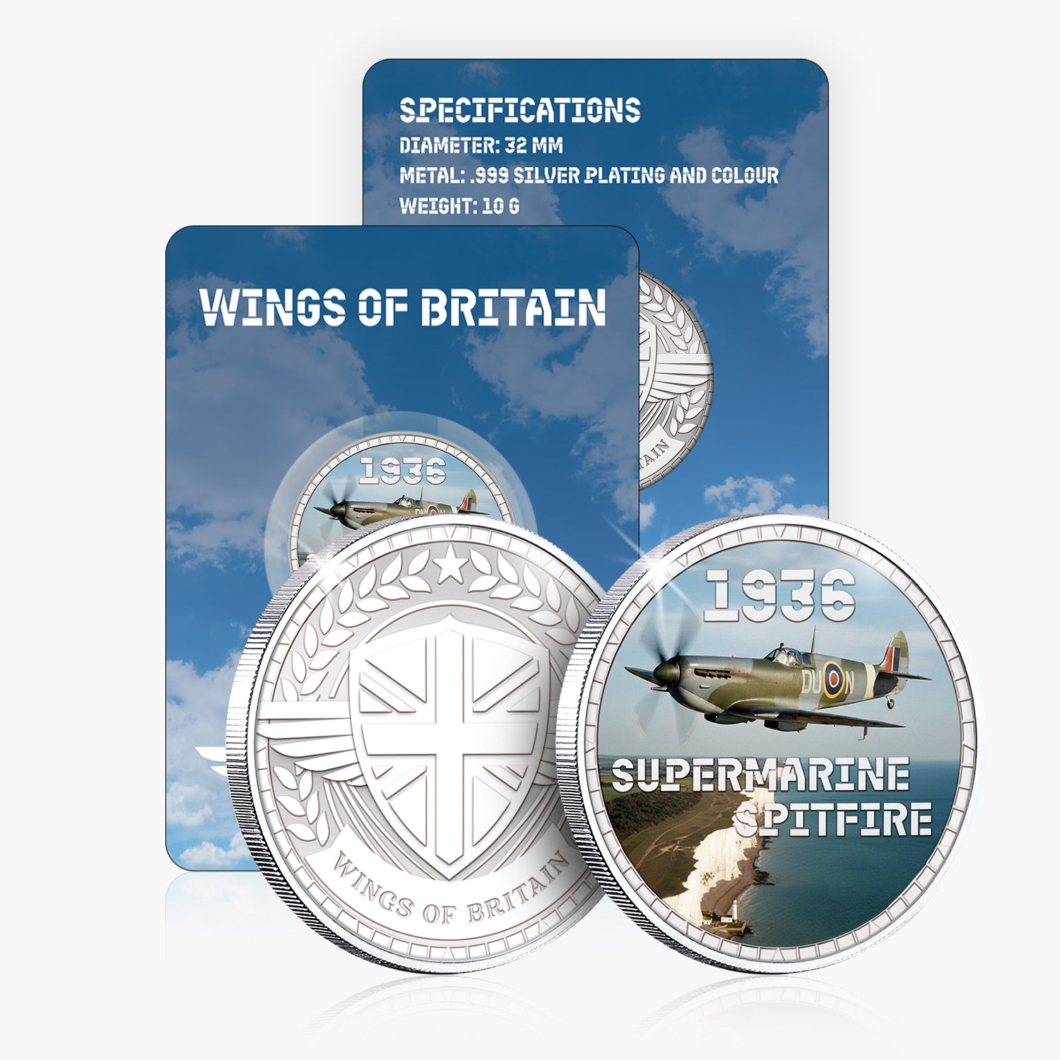 Wings of Britain Supermarine Spitfire Silver Plated BU Commemorative