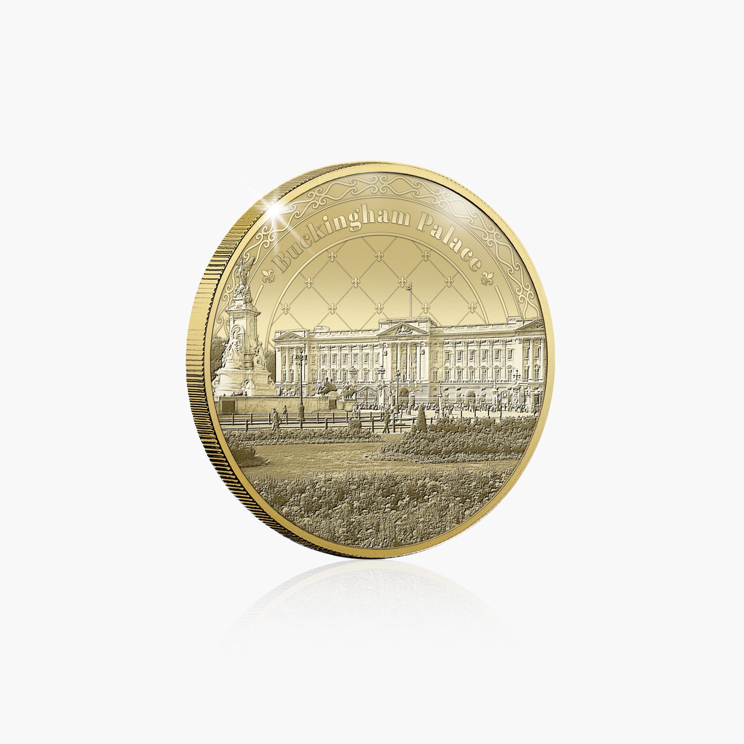 Buckingham Palace Gold Plated BU Medal - Front