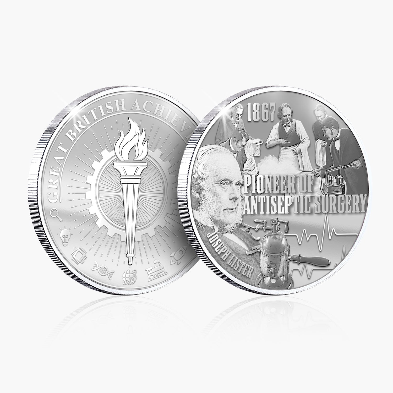 Great British Achievements Joseph Lister Silver Plated BU Commemorative