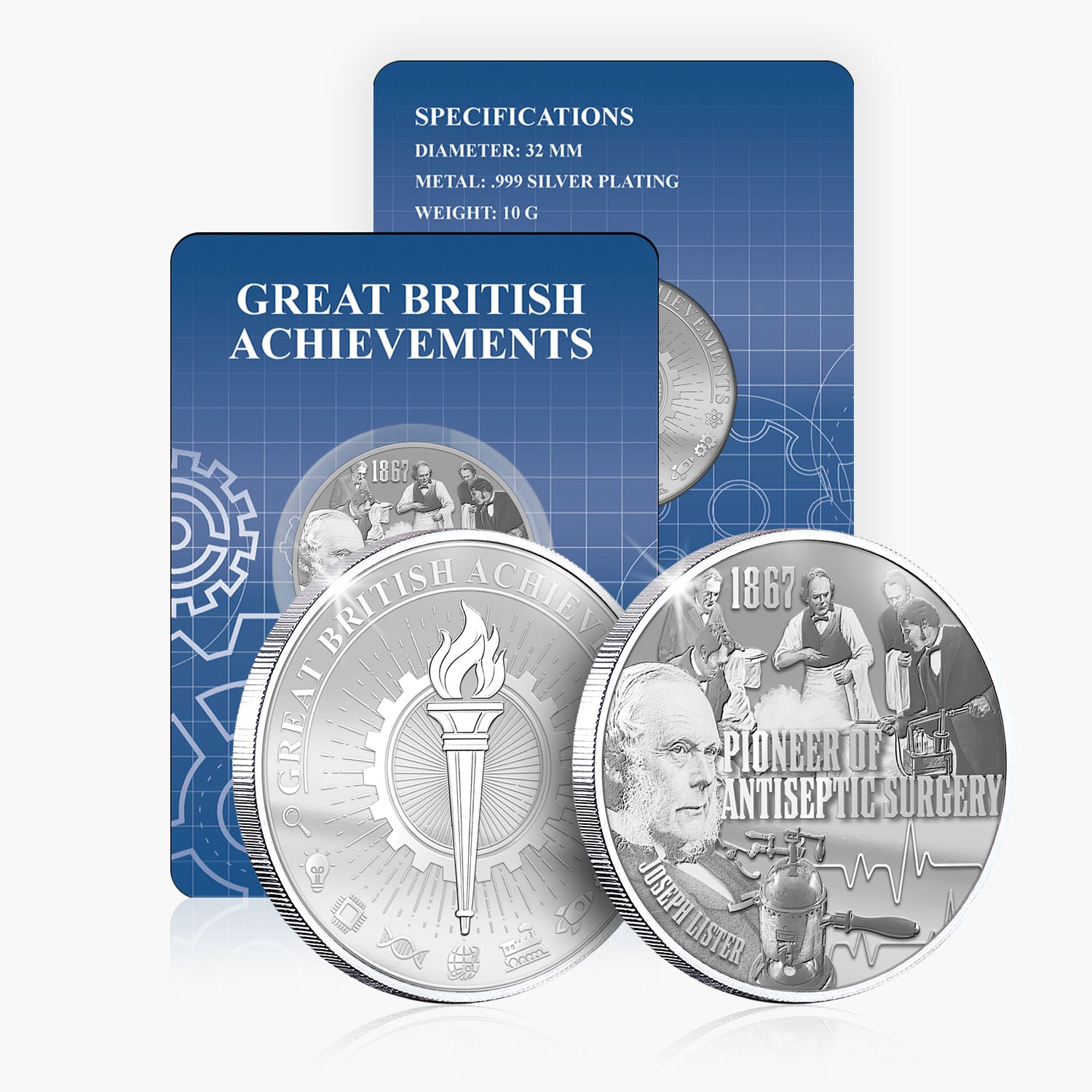 Great British Achievements Joseph Lister Silver Plated BU Commemorative