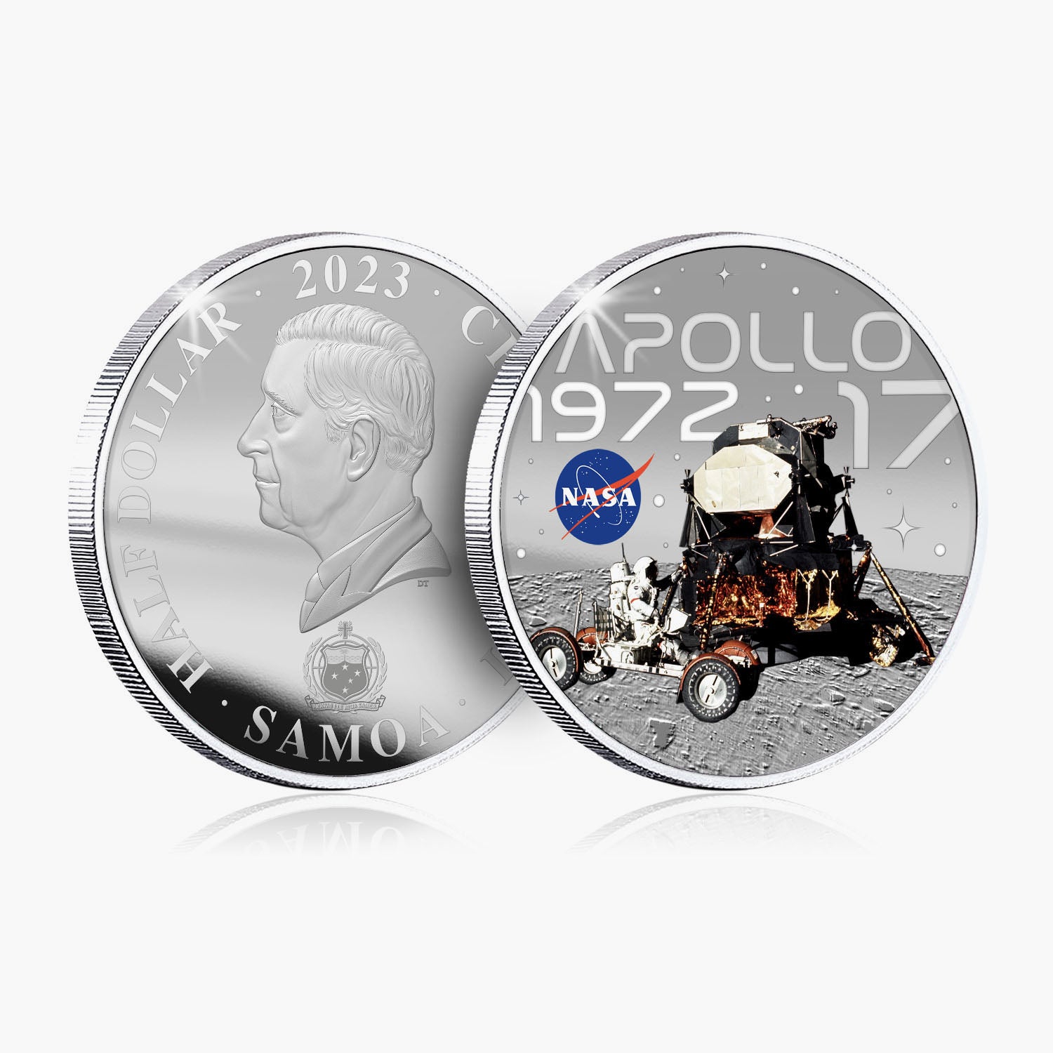 Pièce plaquée argent NASA 2023 Apollo 17 de 50 mm
